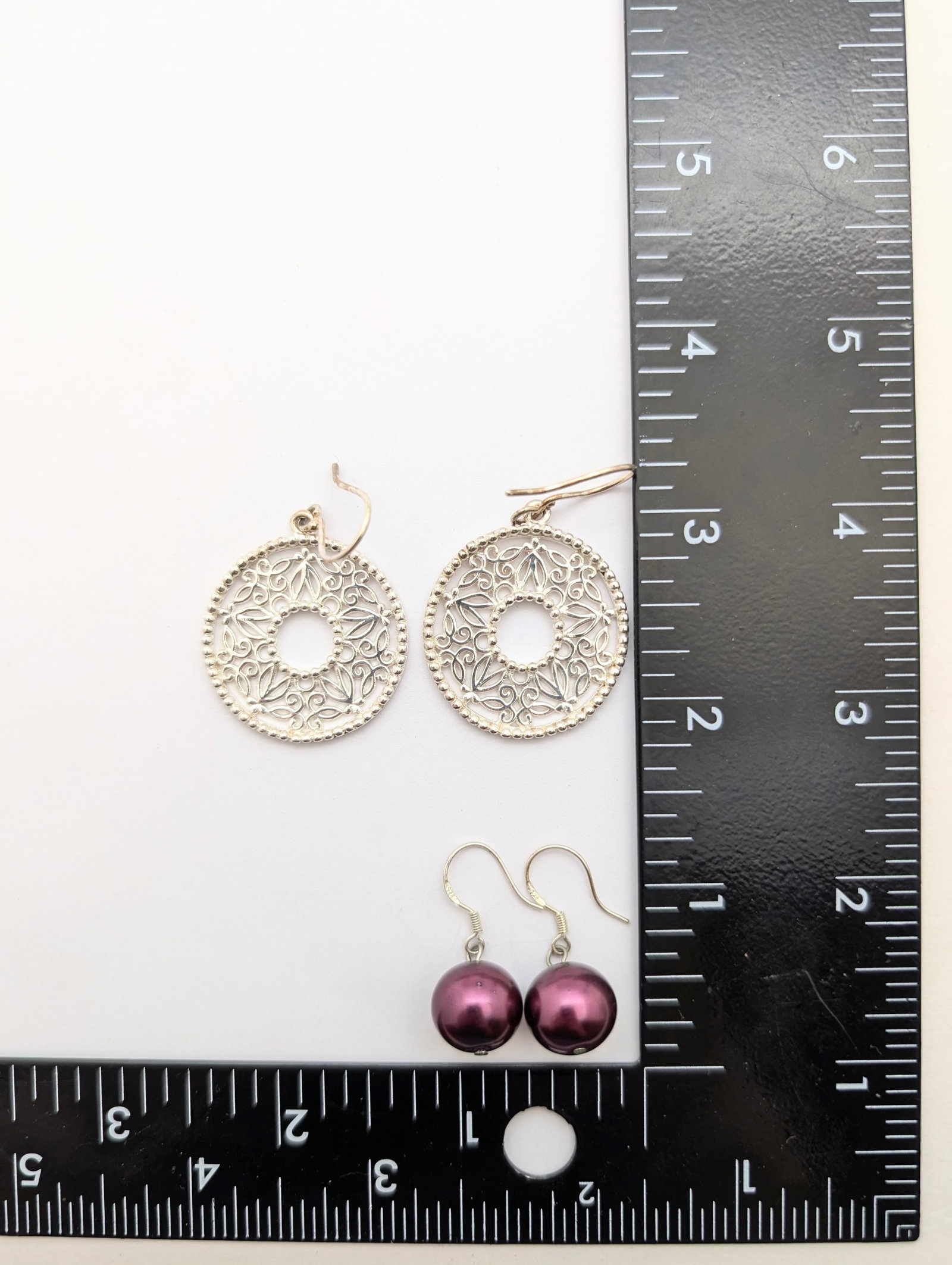 Lot of 2 Sterling Silver Dangling Earrings - 5