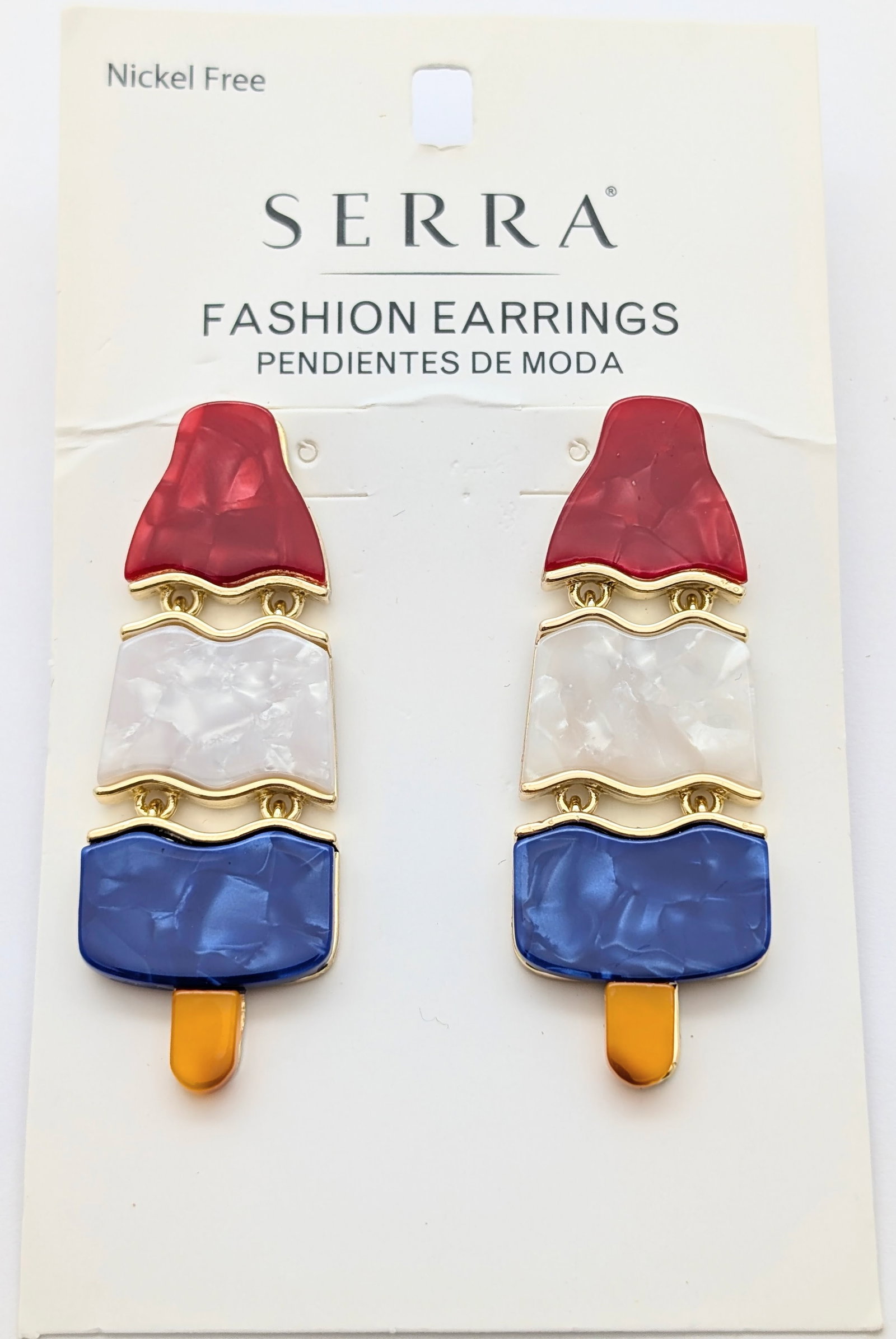 NWT Serra Red, White & Blue Bomb Pop Earrings - Perfect for Fourth of July!: Jewelry