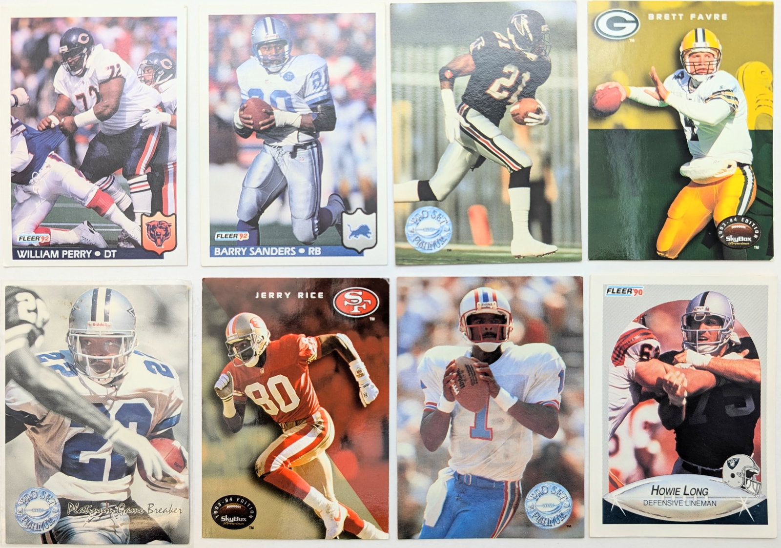 Lot of 8 Football Trading Cards - Perry, Sanders, Rice, Favre, etc.: Cards