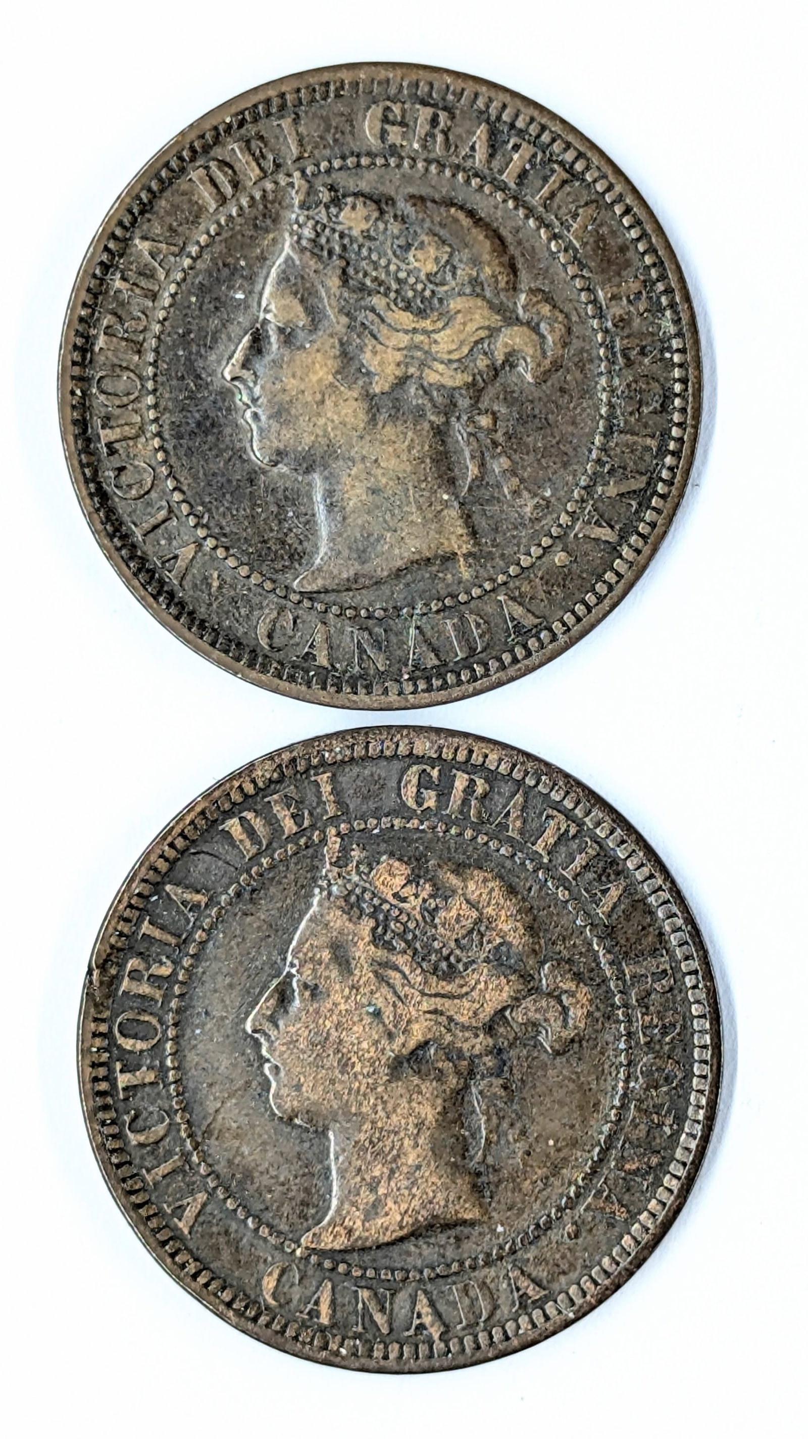 Lot of 2 Canadian Pennies - 1886, 1888 (1 of 2)
