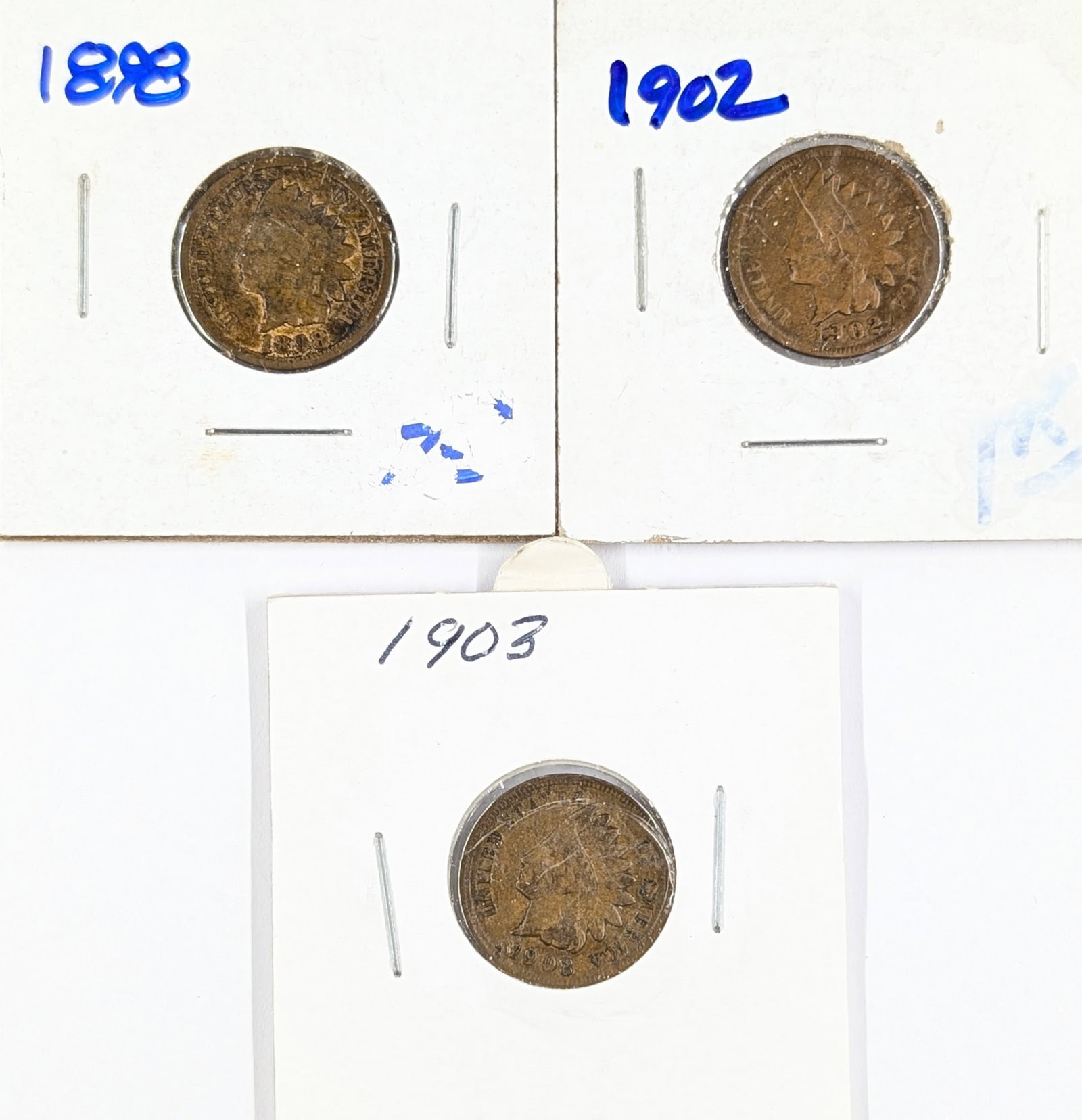 Lot of 3 Indian Head Cents - 1898, 1902, 1903: Coin