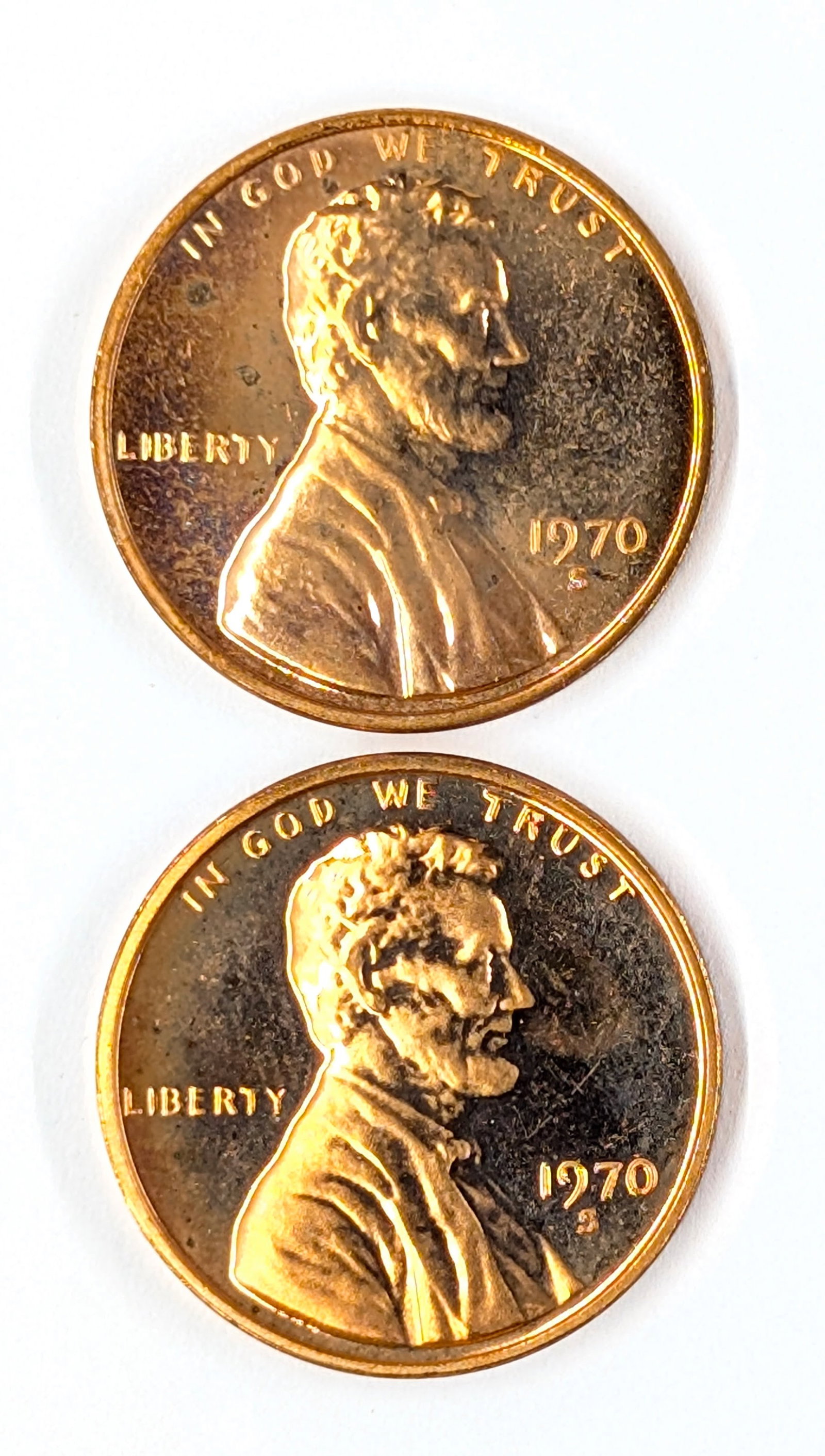 Lot of 2 - 1970-S Lincoln Cents - Proofs: Coin