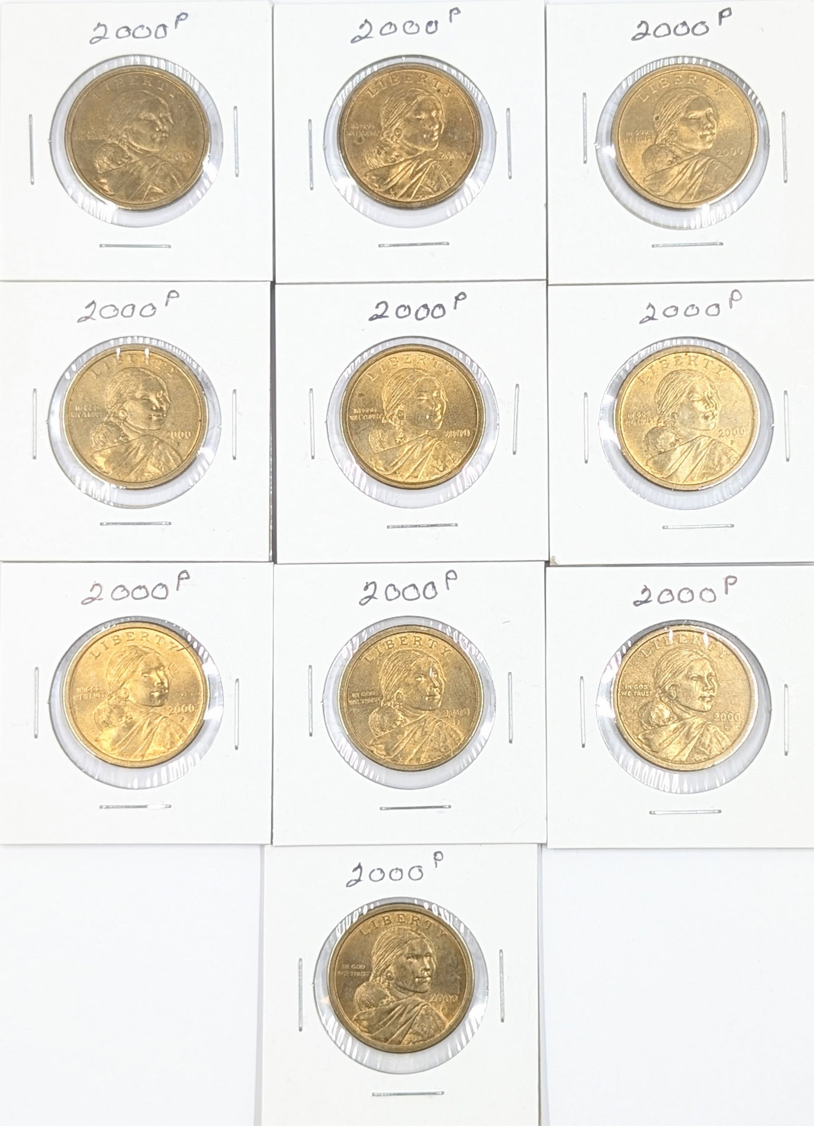 Lot of 10 - 2000-P Sacagawea Dollars - Mostly Uncirculated: Coin