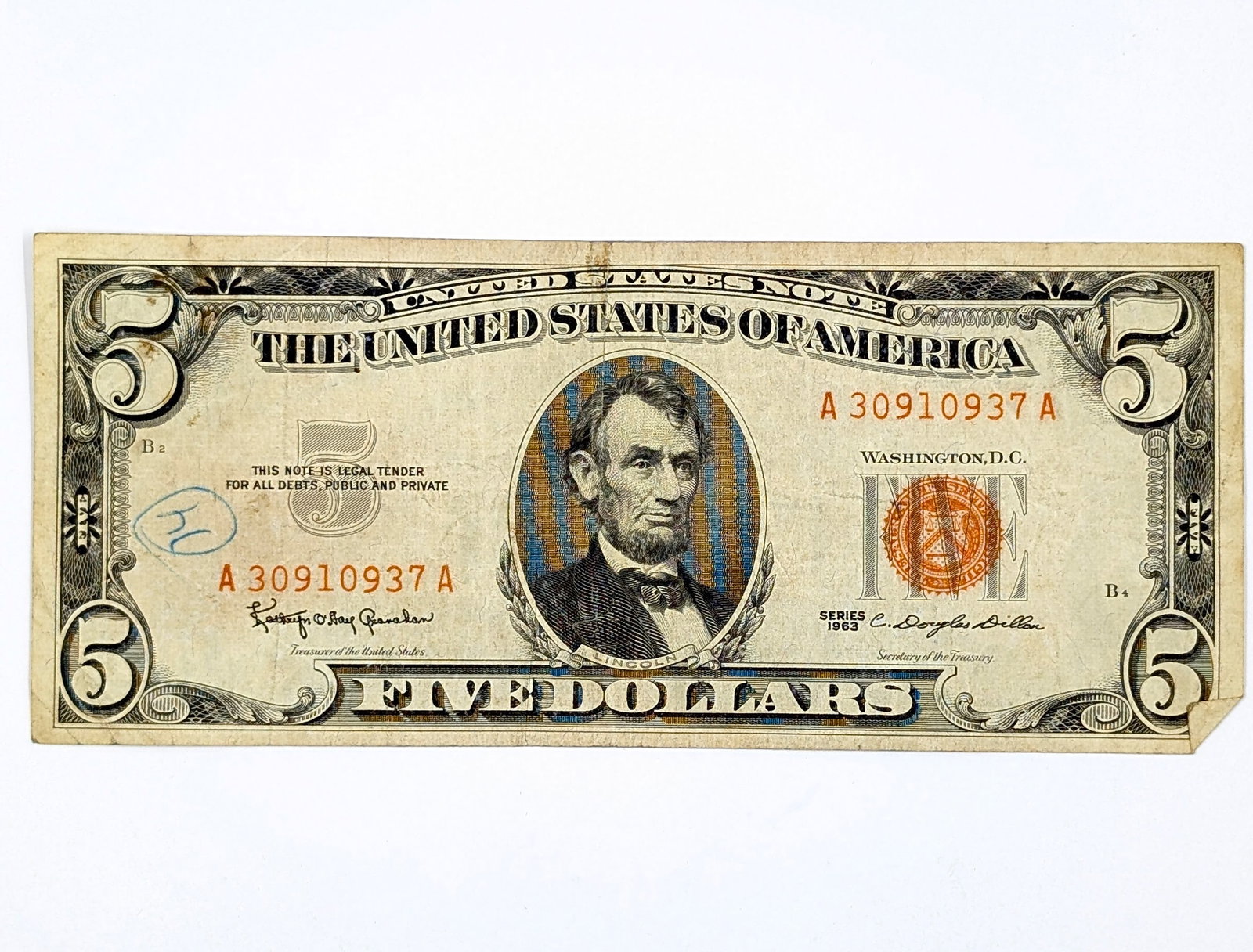 1963 $5 Note - Red Seal (1 of 2)
