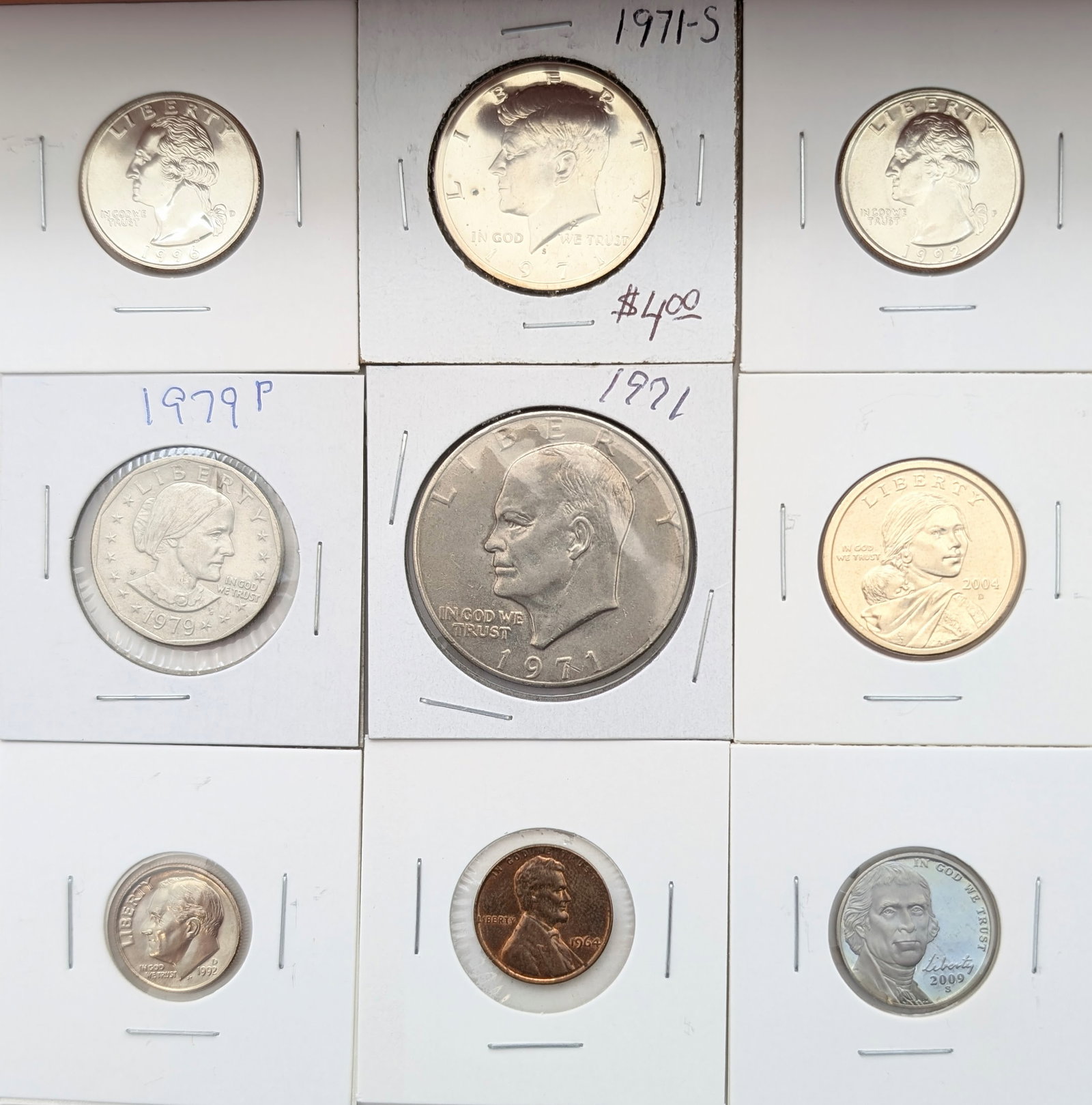 Large Lot of 60+ FIipped US Coins - JFK, Ikes, Washingtons, etc. - 2