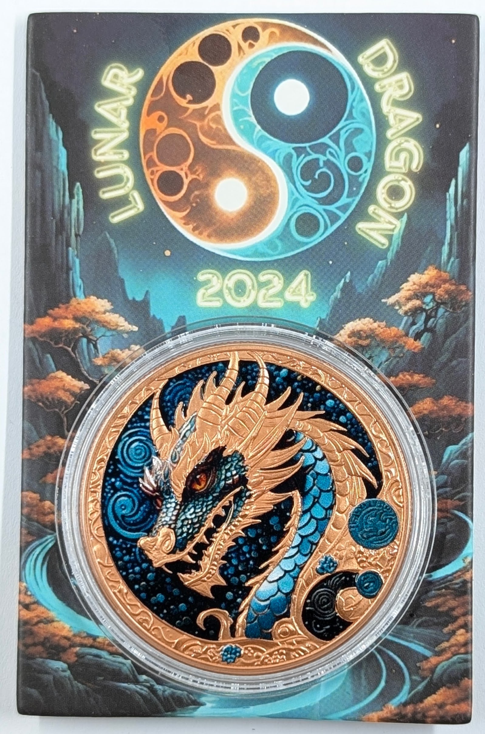 1 Ounce Fine .999 Copper Round - Colorized 2024 Lunar Dragon (1 of 2)