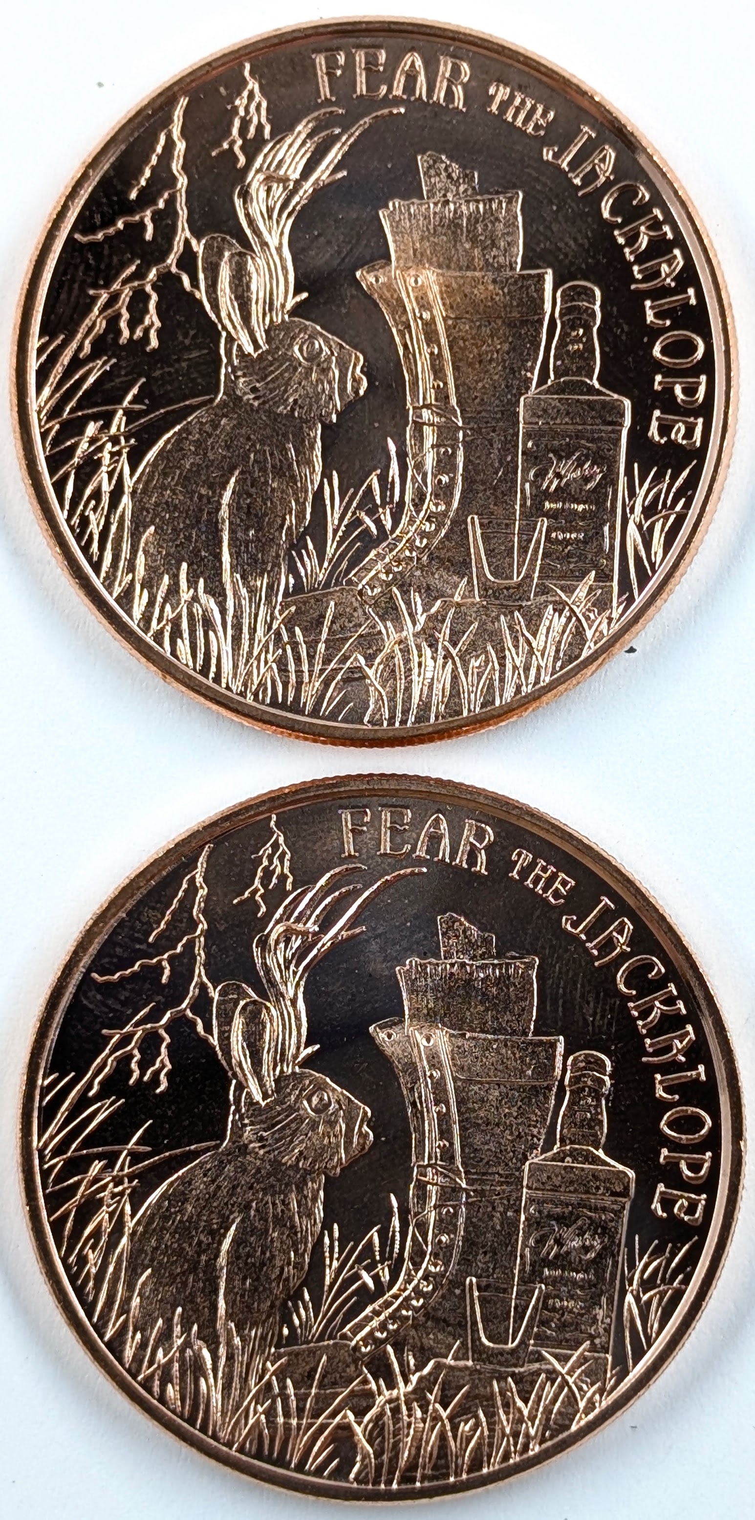 Lot of 2 - 1 Ounce (each) Fine .999 Copper Rounds - Jackalope (1 of 2)