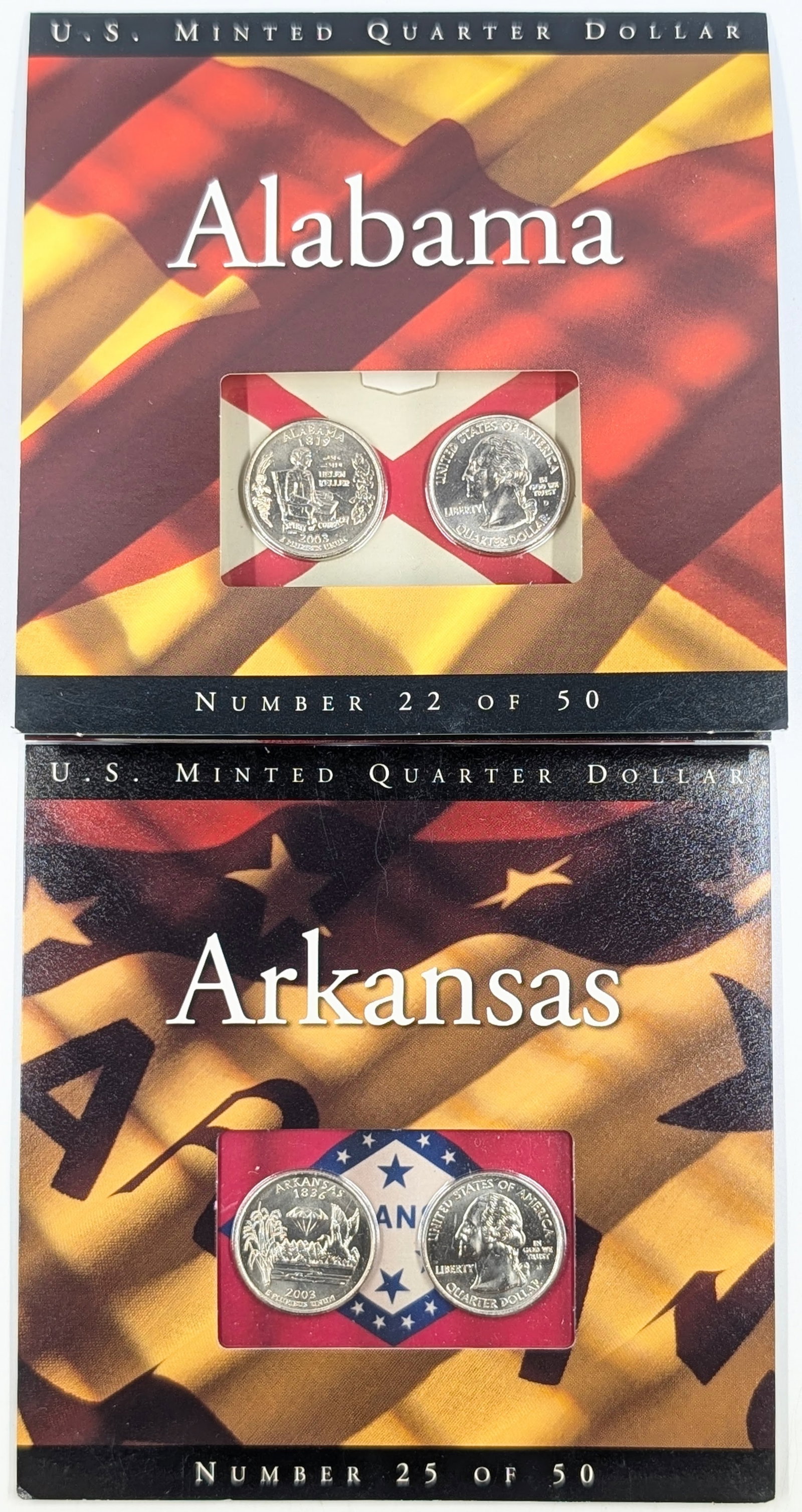 Lot of 2 - 2003 P/D State Quarter Sets - Alabama & Arkansas: Coin