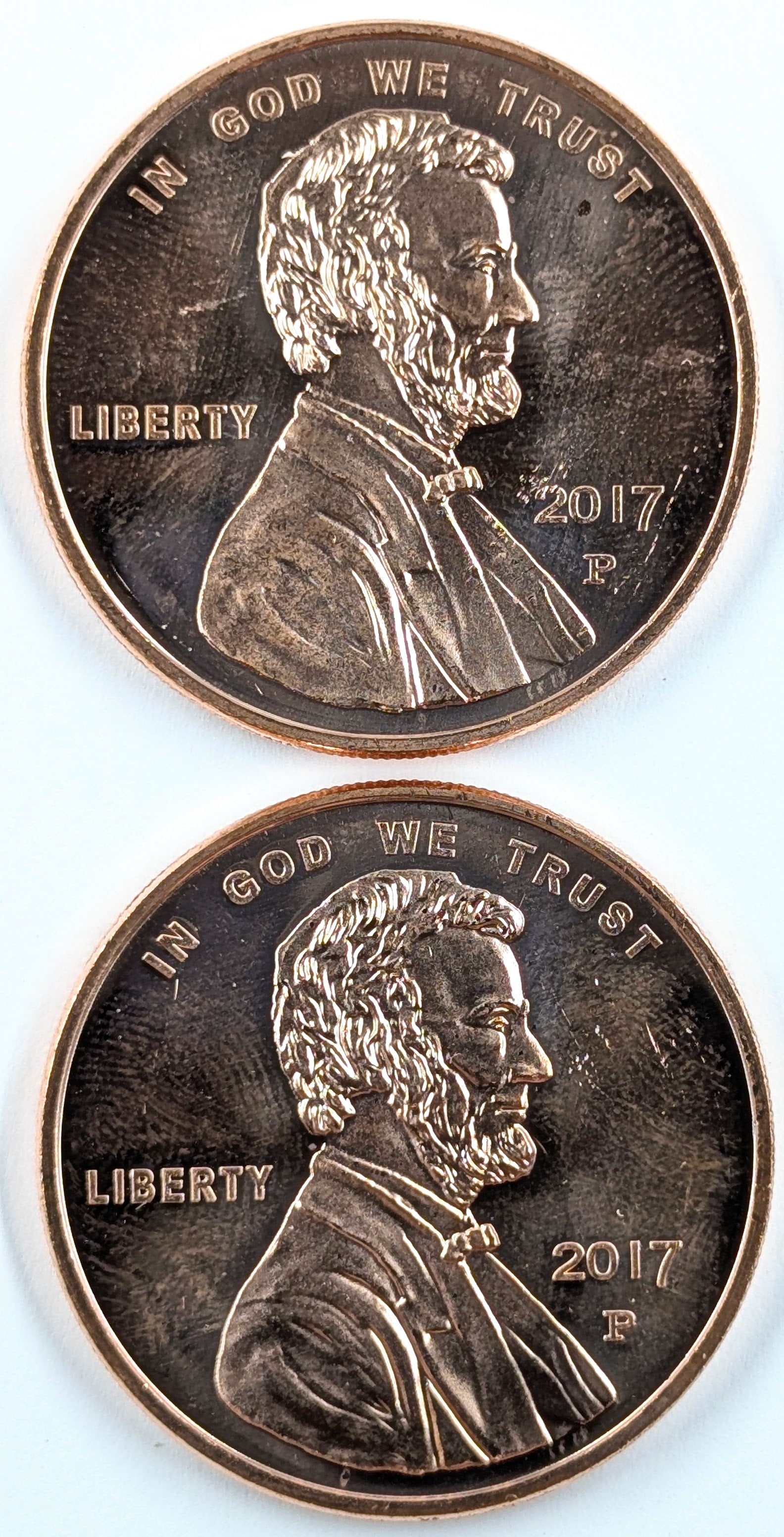 Lot of 2 - 1 Ounce (each) Fine .999 Copper Rounds - Lincoln (1 of 2)