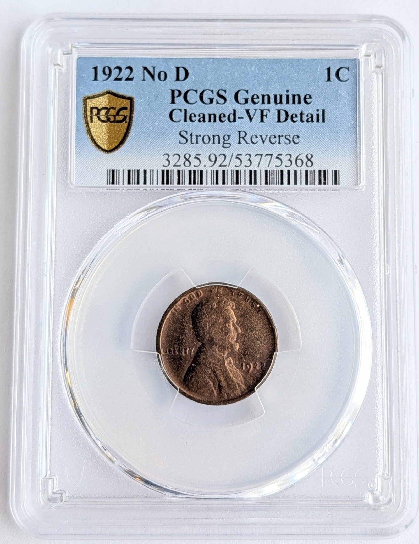 FEATURE- PCGS 1922- No D- Genuine Cleaned- VF Detail- Strong Reverse! KEY Date!: FEATURE