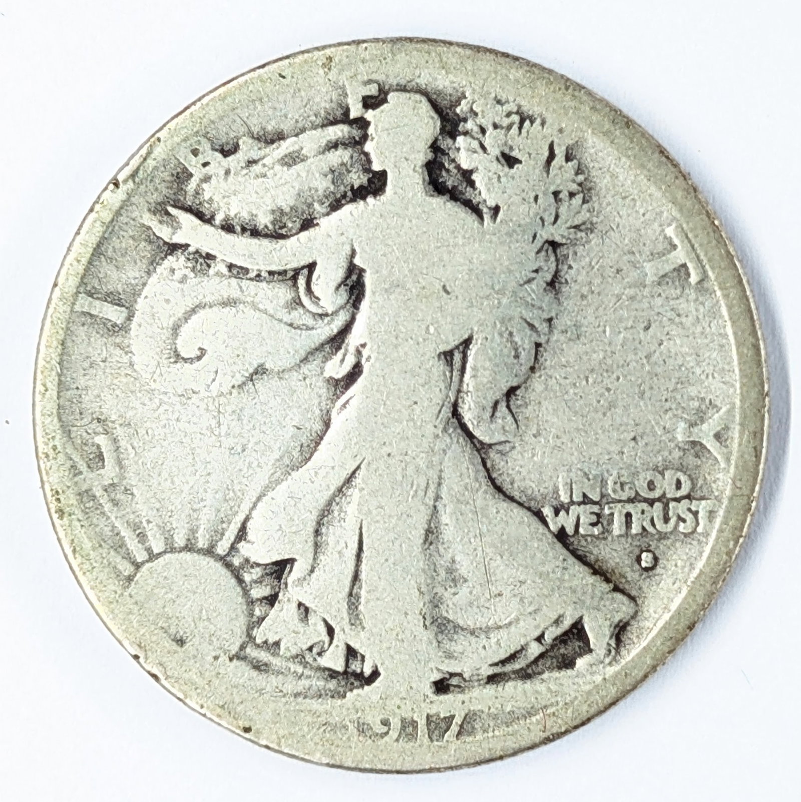 1917-S Silver Walking Liberty Half Dollar- Semi Key Date, Obverse "S": _