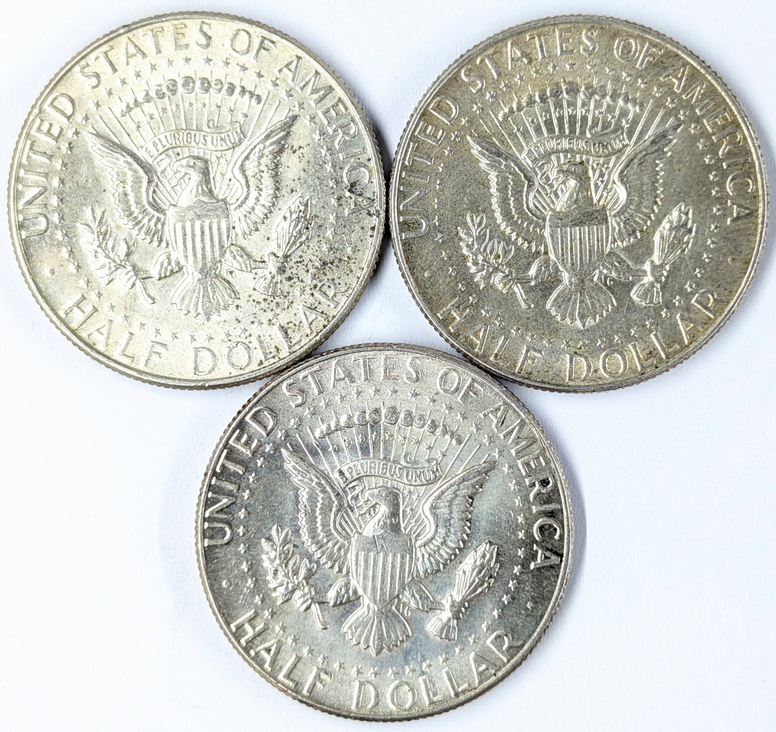 Lot of 3 Silver John F Kennedy Half Dollars-1967, 1968, 1969 - 2