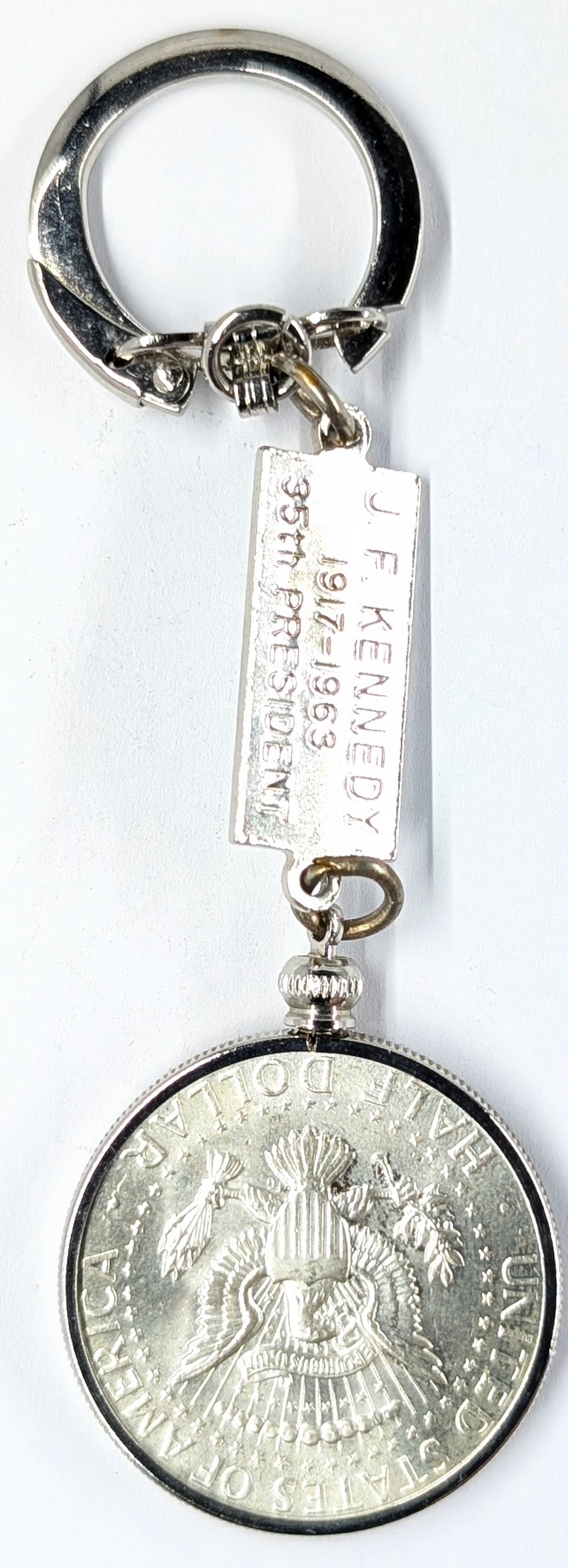 1964 Silver John F Kennedy Half Dollar Key Chain - 2