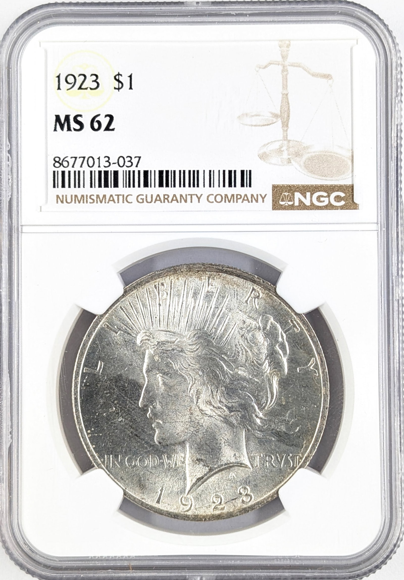 NGC 1923 MS 62 Silver Peace Dollar (1 of 2)