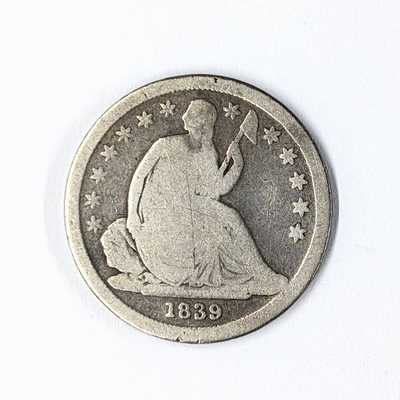 1839 Silver Seated Liberty Dime: _