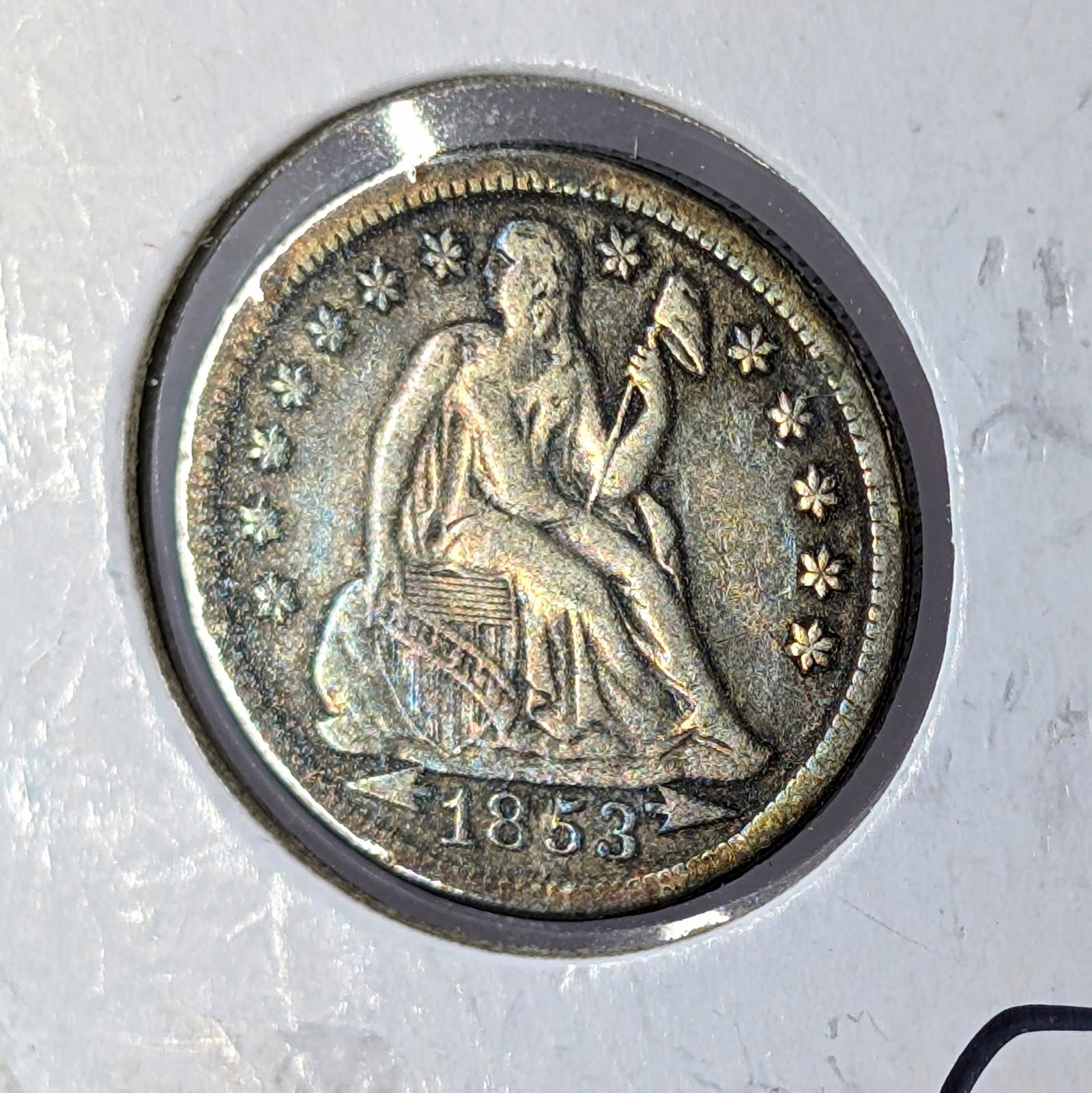 1853 Silver Seated Liberty Dime- Toned - 3