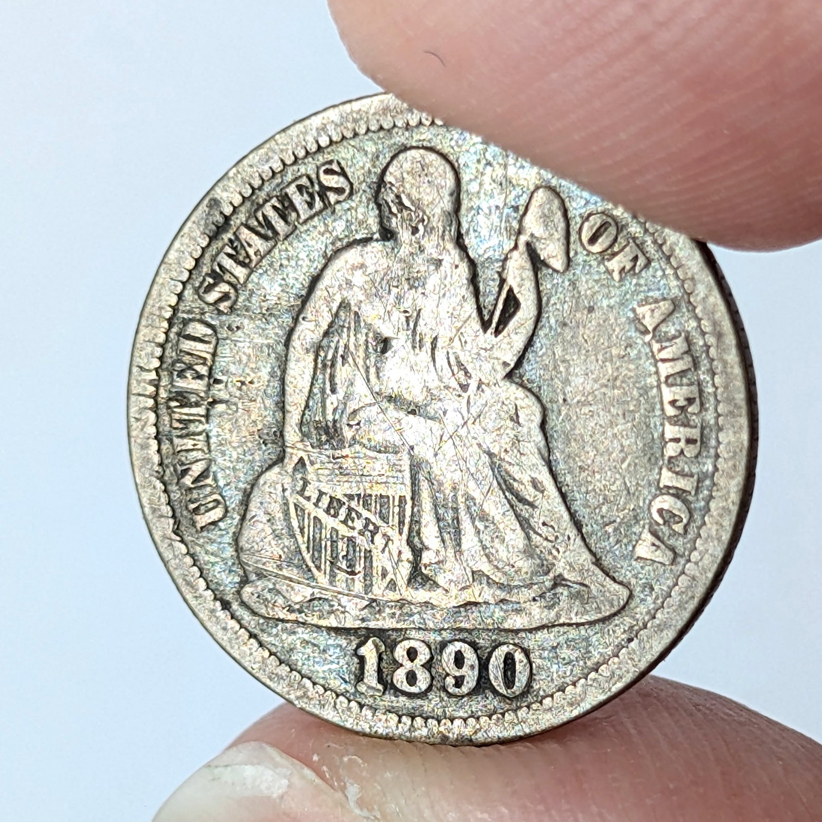 1890 Silver Seated Liberty Dime- Toned - 3