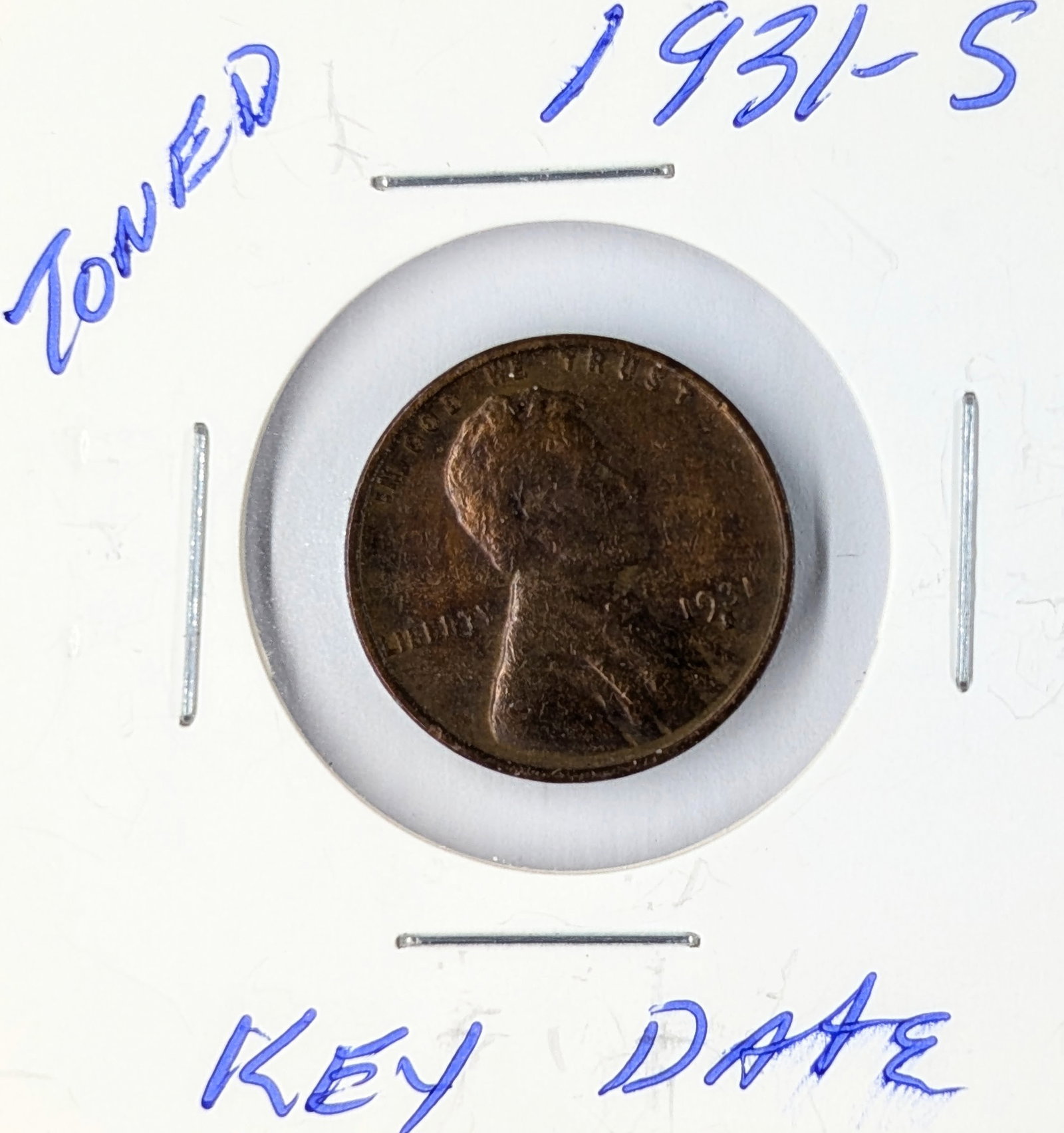 1931-S Wheat Cent- KEY Date! Toned: _