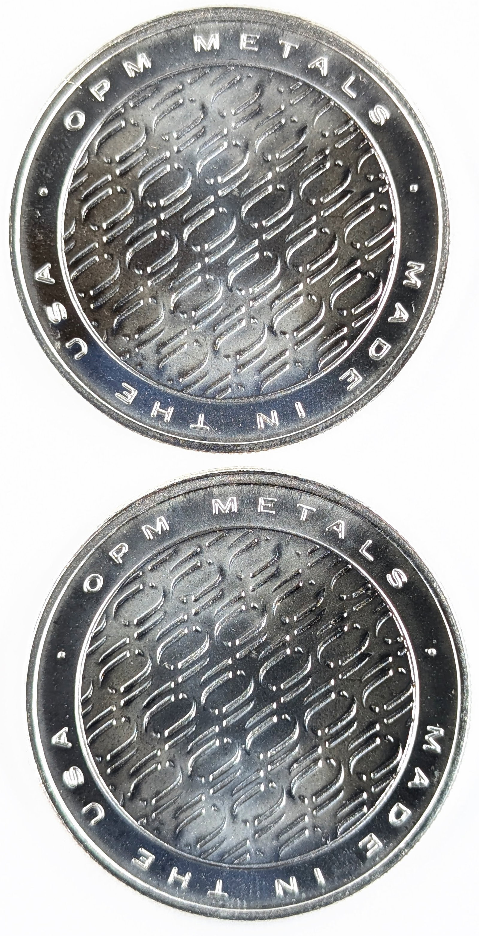 Lot of 2 - 1 Ounce Fine .999 Silver Rounds- OMP Metals: _