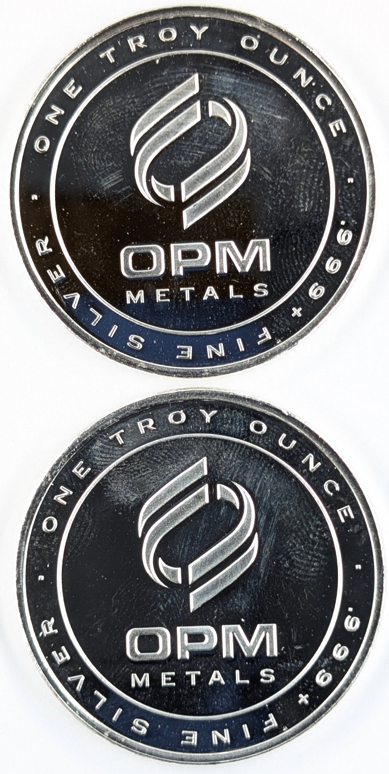Lot of 2 - 1 Ounce Fine .999 Silver Rounds- OMP Metals - 2