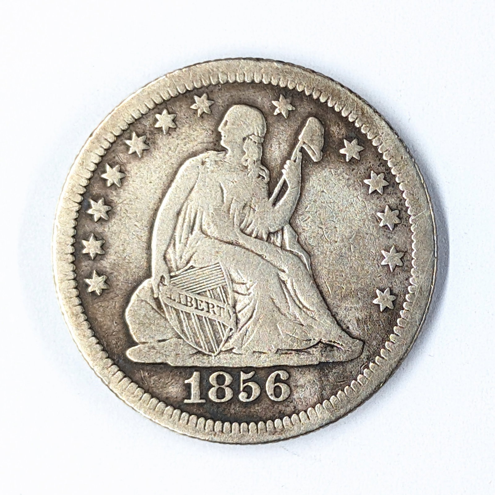 1856 Silver Liberty Seated Quarter: _