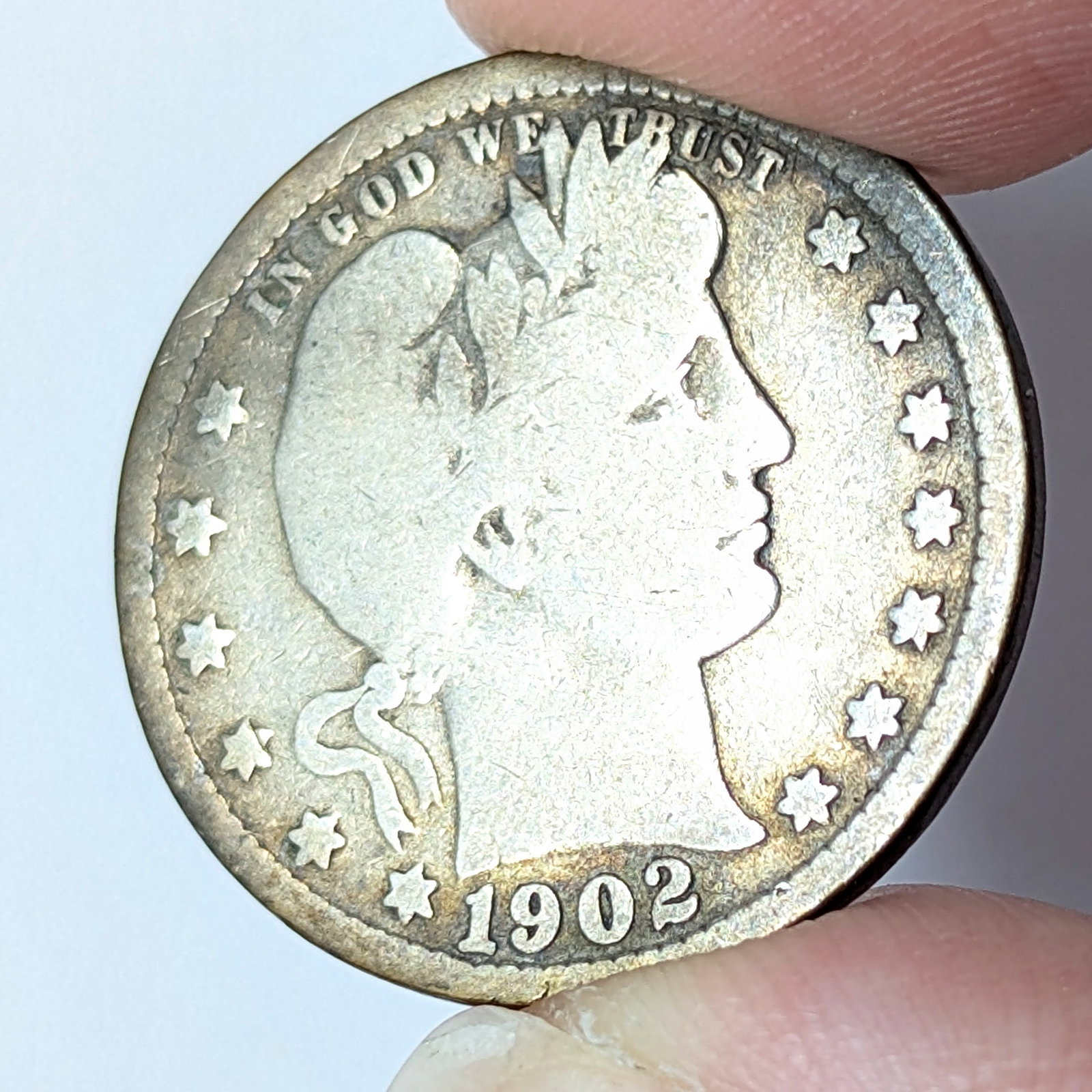 1902 Silver Barber Quarter-Toned - 3
