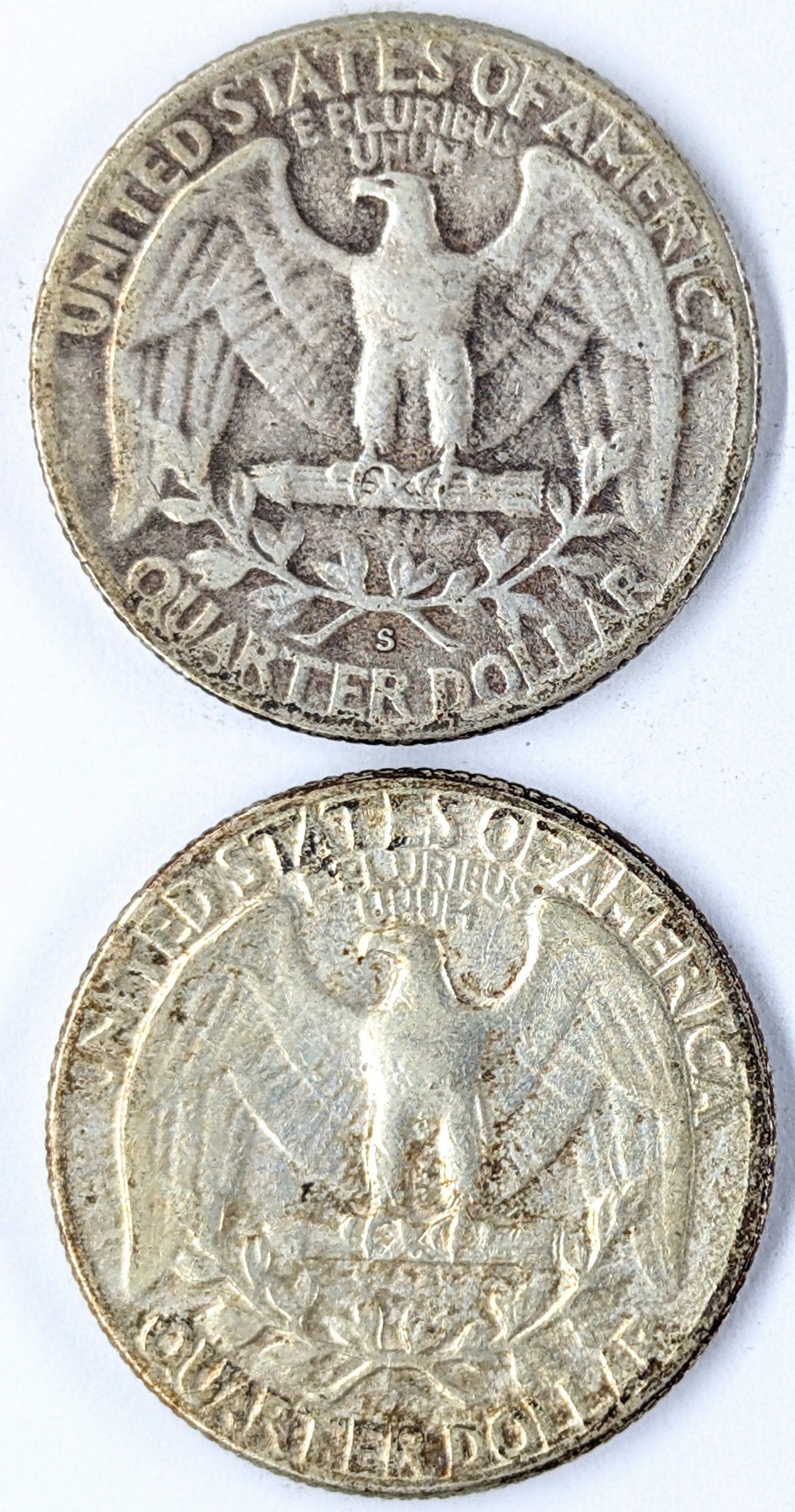 Lot of 2 Silver Washington Quarters- 1953-S, 1954 - 2