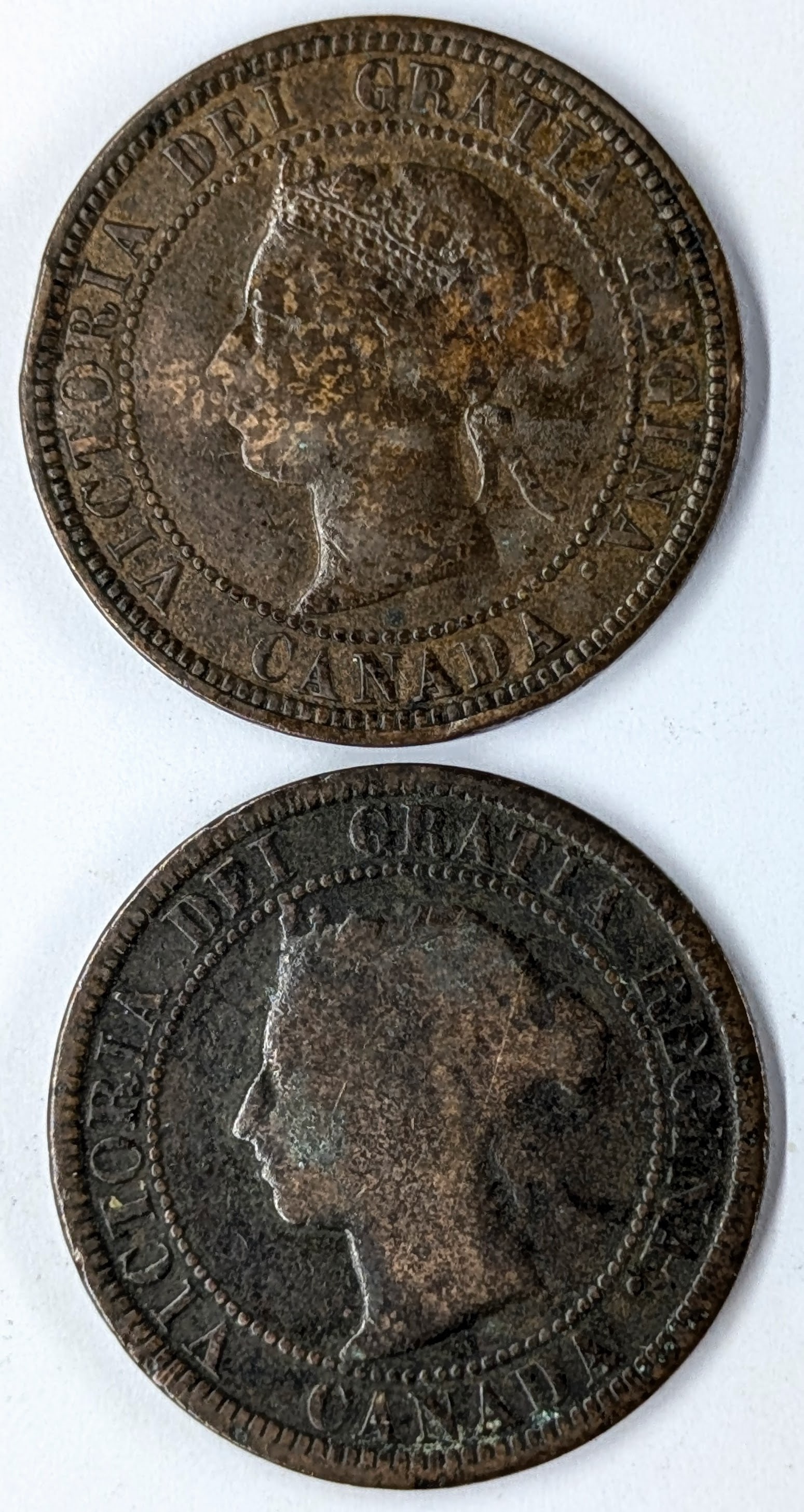 Lot of 2 Canadian Large Cents- 1881, 1882: _