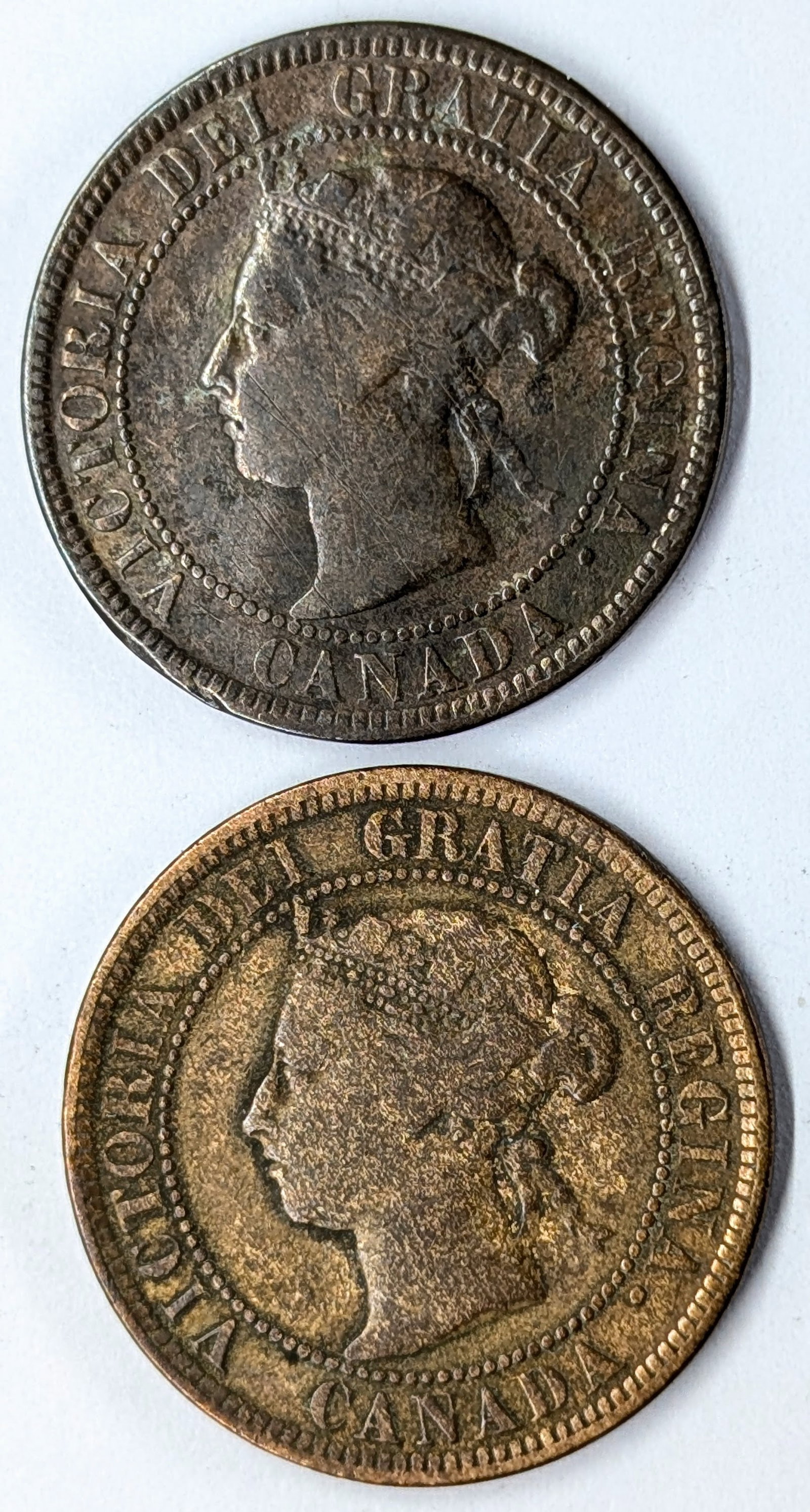 Lot of 2 Canadian Large Cents- 1884, 1886: _