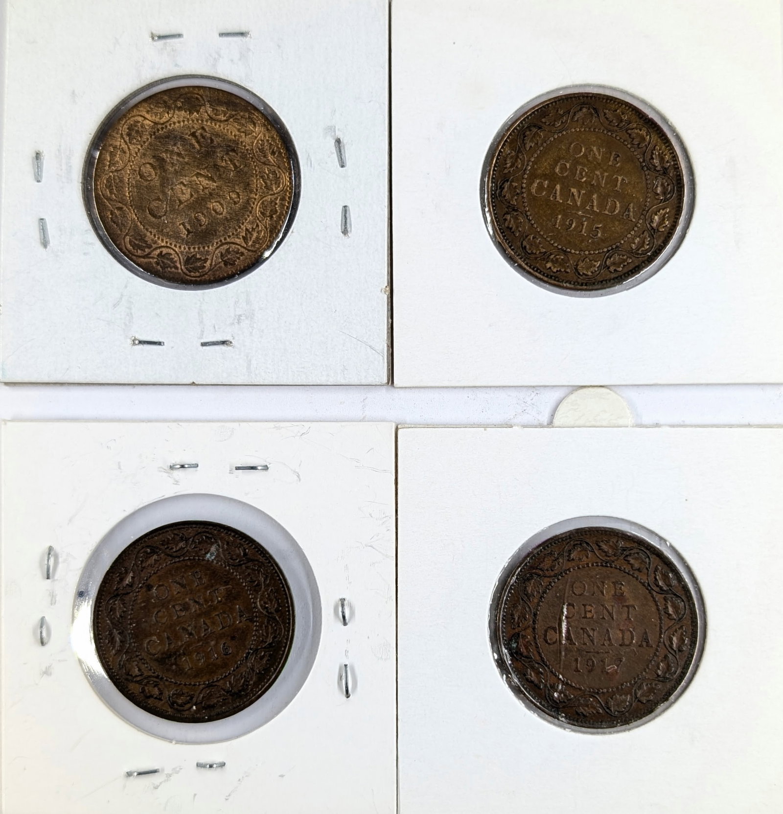 Lot of 4 Canadian Large Cents- 1909-1917 - 2
