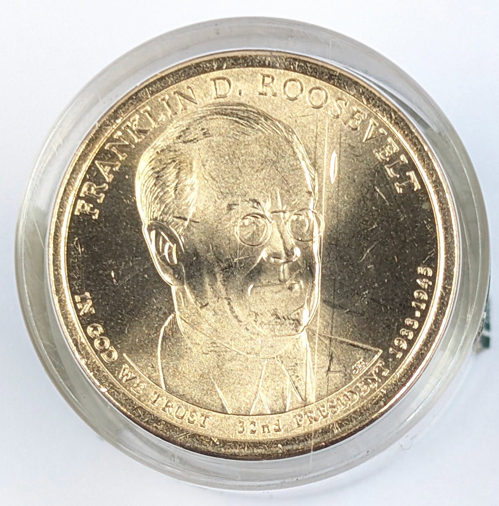 Danbury Mint Tube of 12 Uncirculated 2014 Presidential Dollar Coins- Roosevelt - 3