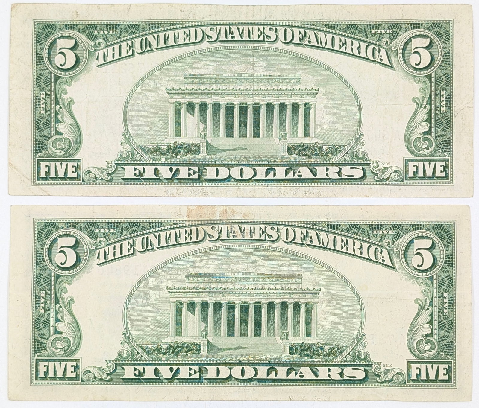 Lot of 2- 1953 $5 Notes - Red Seals - 2