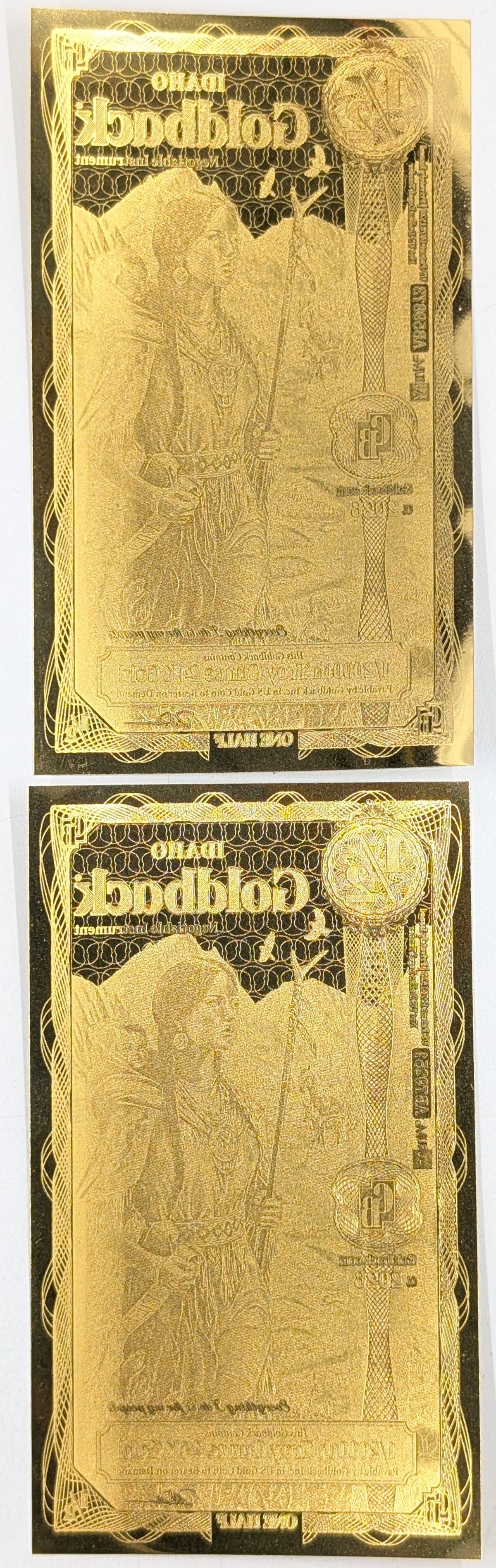 Lot of 2 - 2026 1/2 Idaho Goldbacks 1/2000th Troy Ounce 24K Gold each - 2