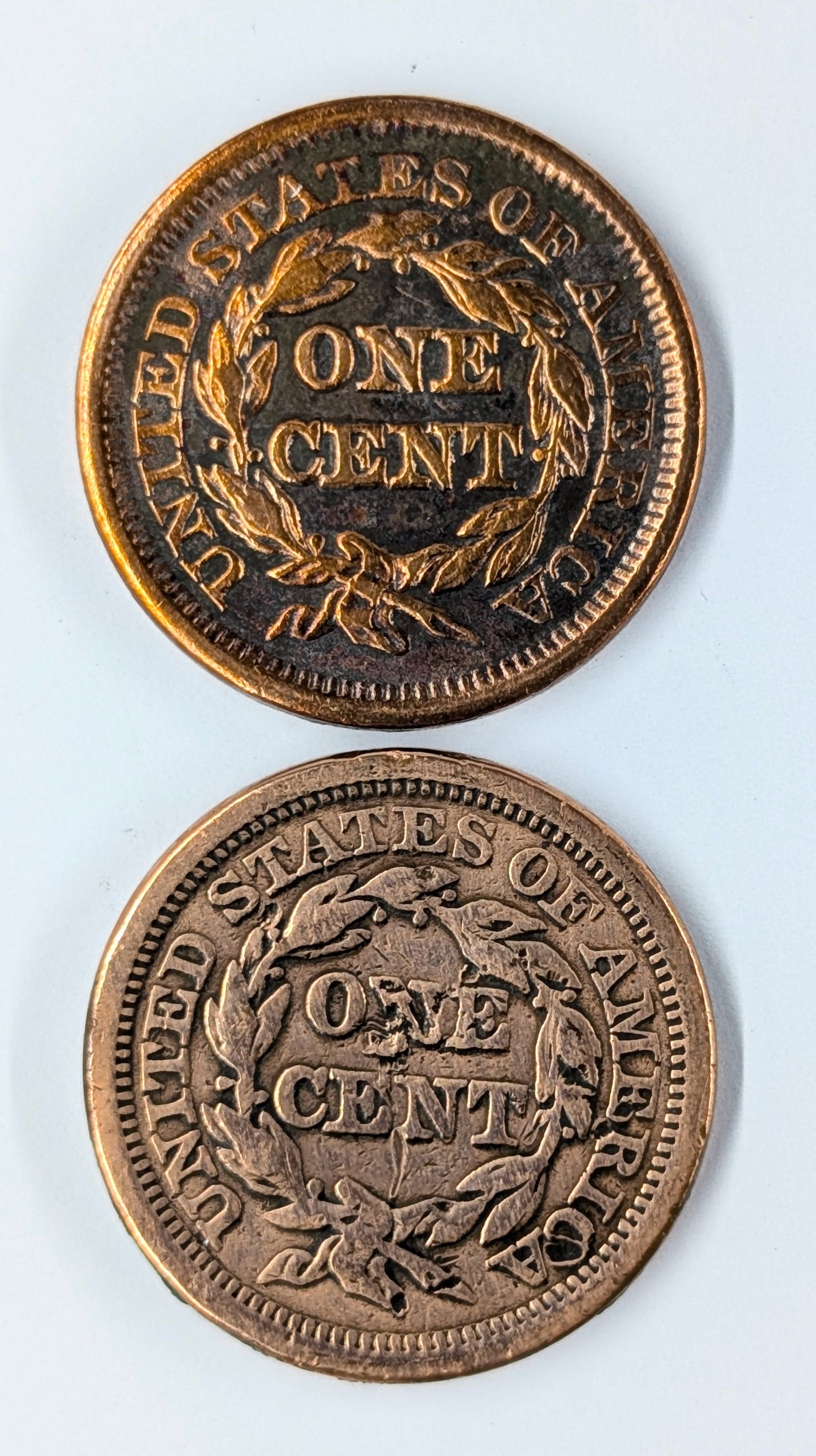 Lot of 2 Large Cents-1847, 1850 - 2