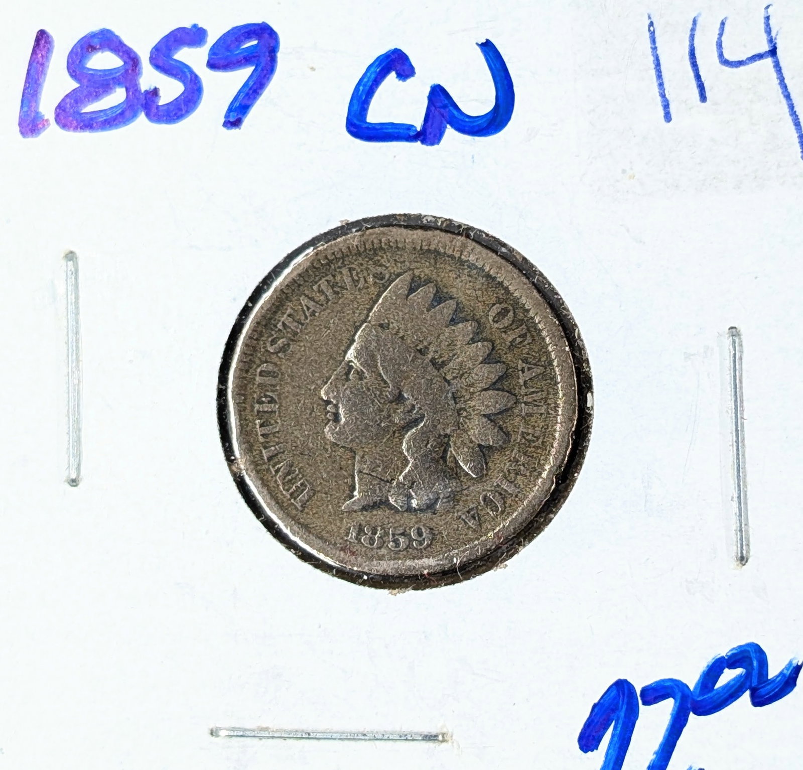 1859 Indian Head Cent- Semi Key Date: First Year of Issue