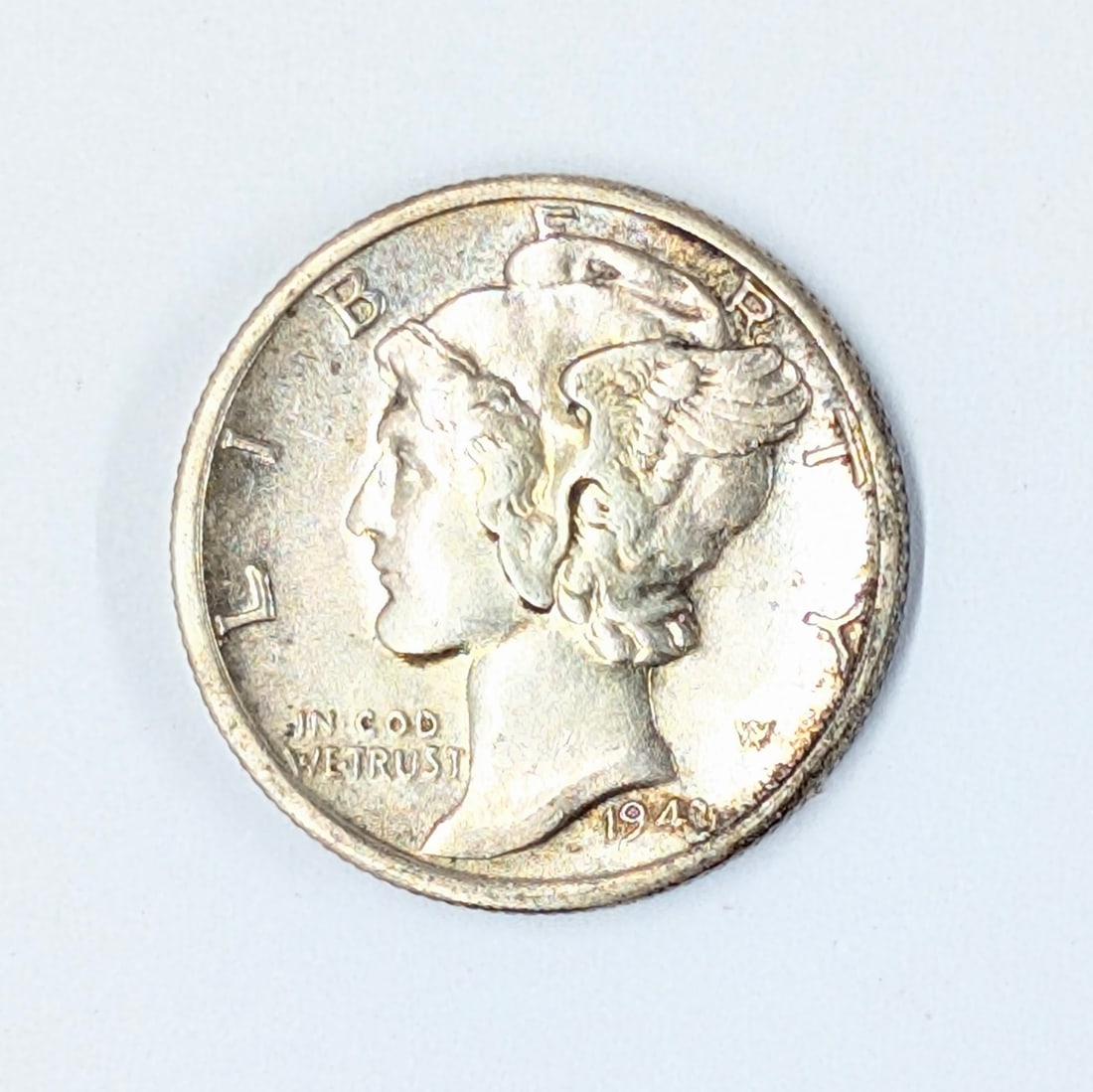 1940-S Silver Mercury Dime- Toning on Reverse (1 of 2)