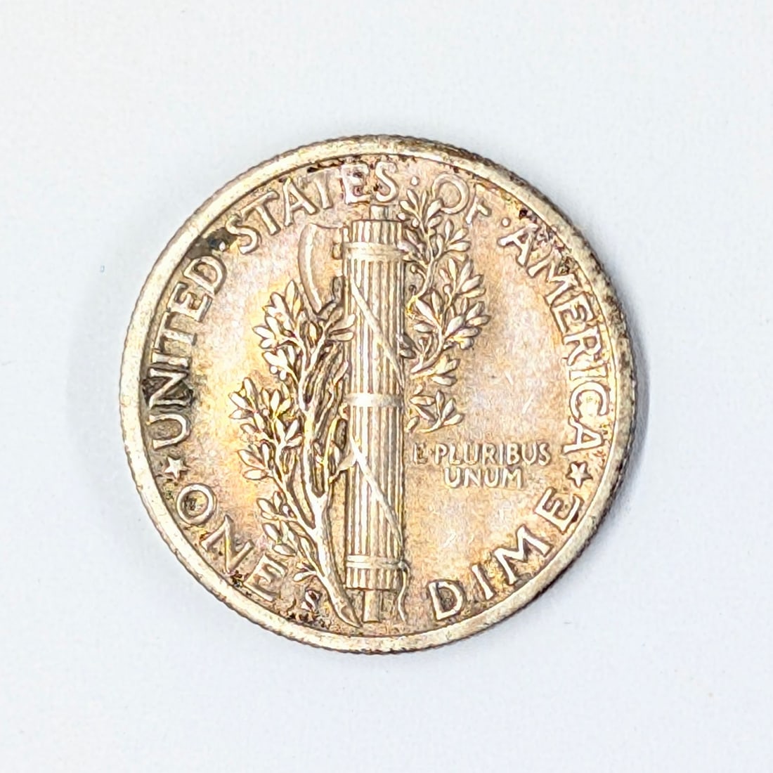 1940-S Silver Mercury Dime- Toning on Reverse - 2