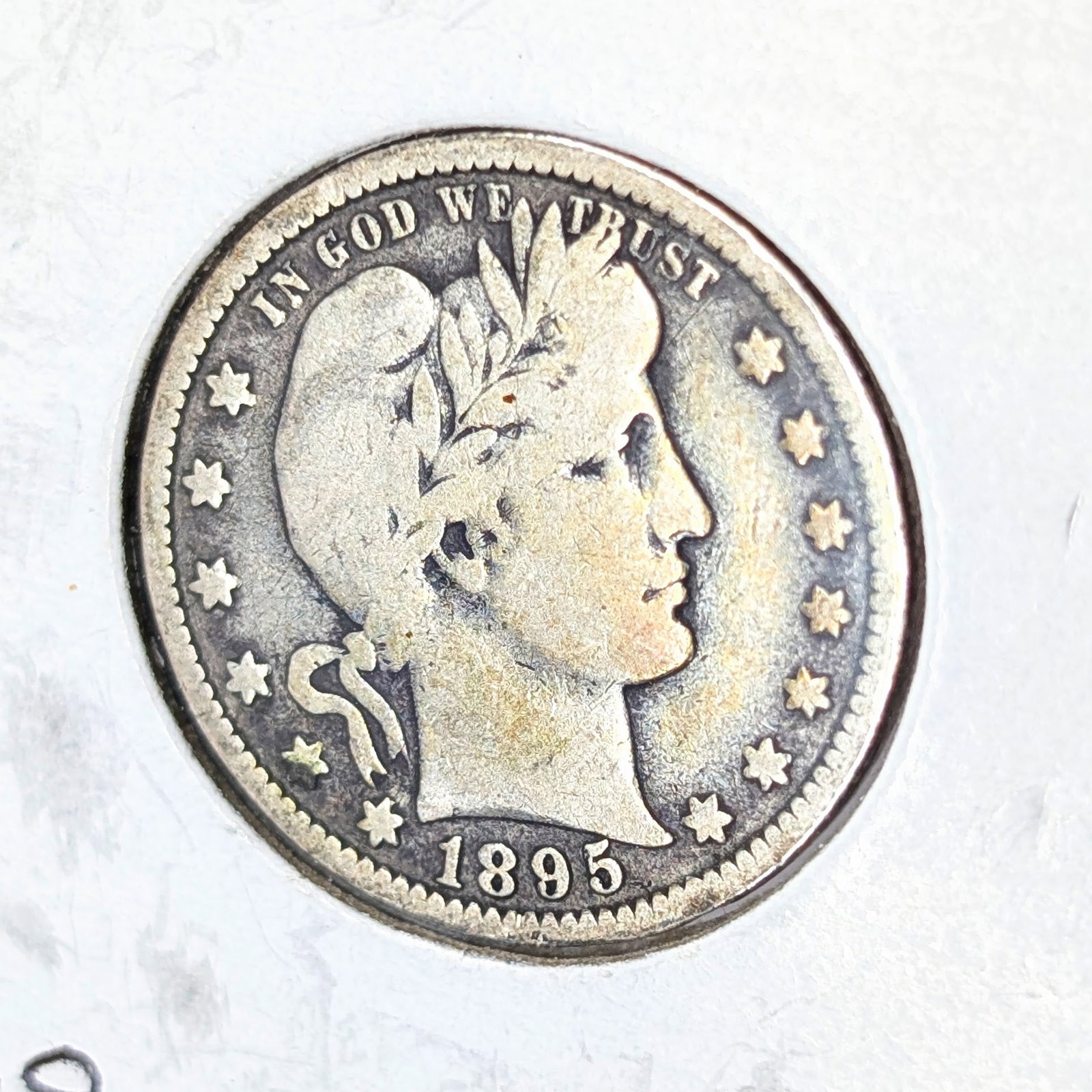 1895-O Silver Barber Quarter- Soft Toning - 3
