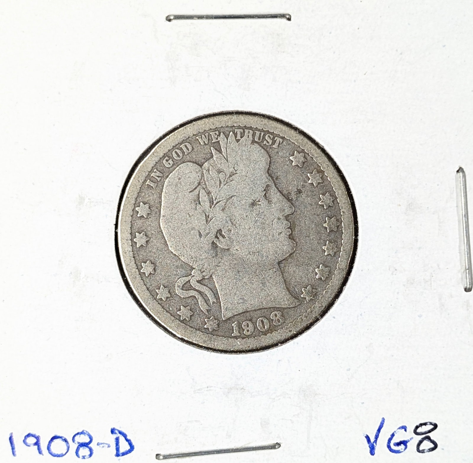 1908-D Silver Barber Quarter: _