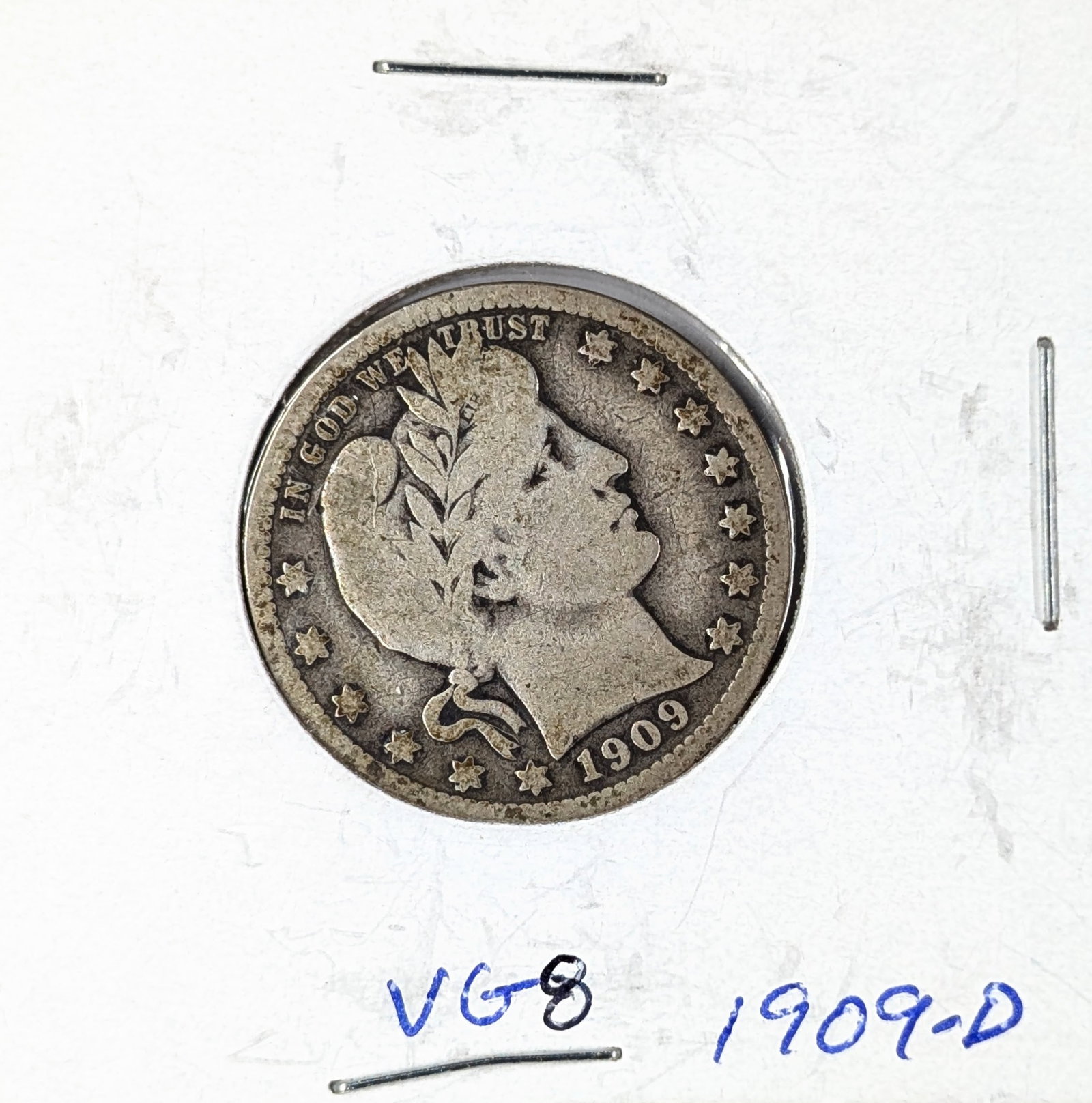 1909-D Silver Barber Quarter: _