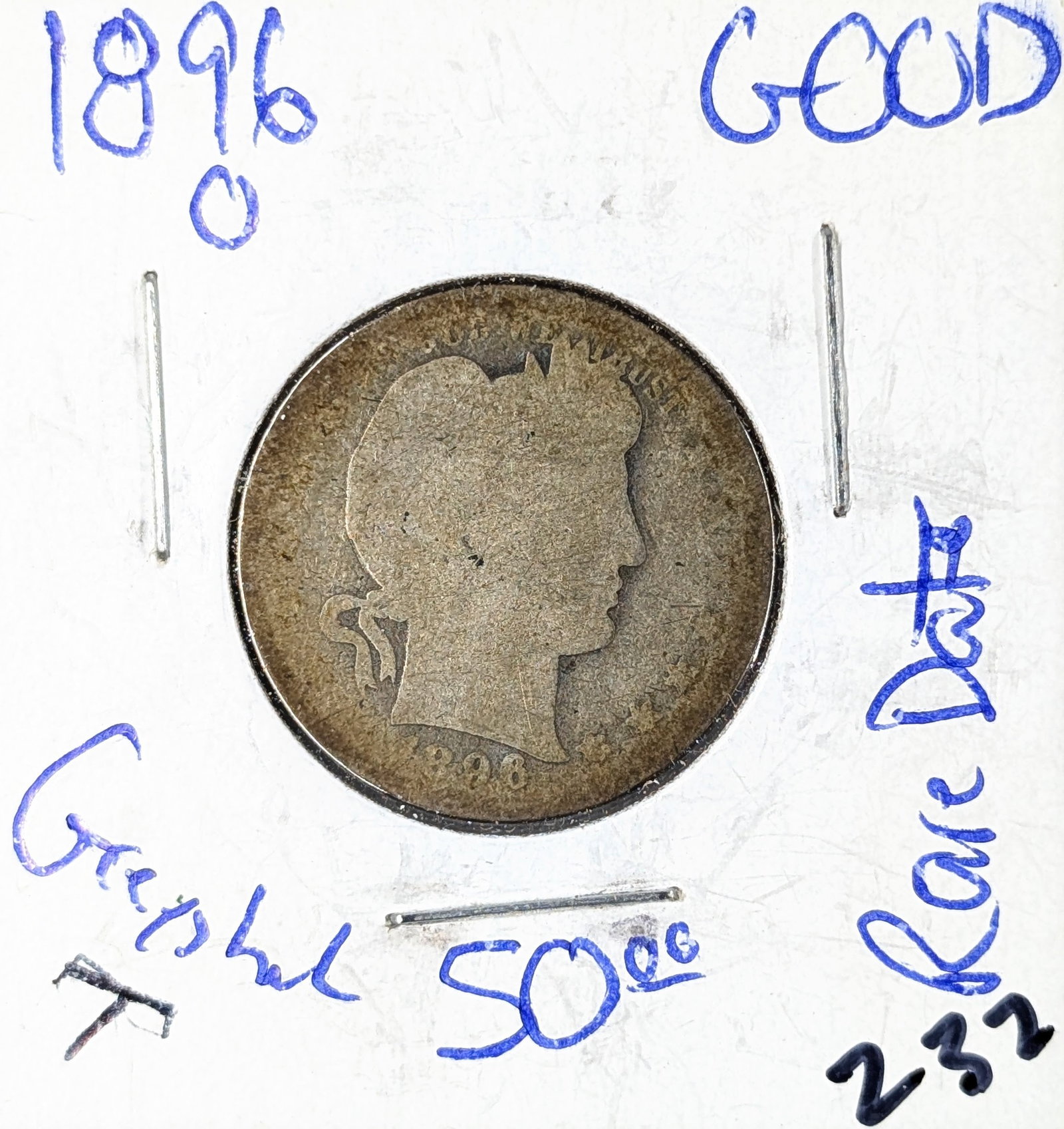 1896-O Silver Barber Quarter-KEY Date! RARE!: _