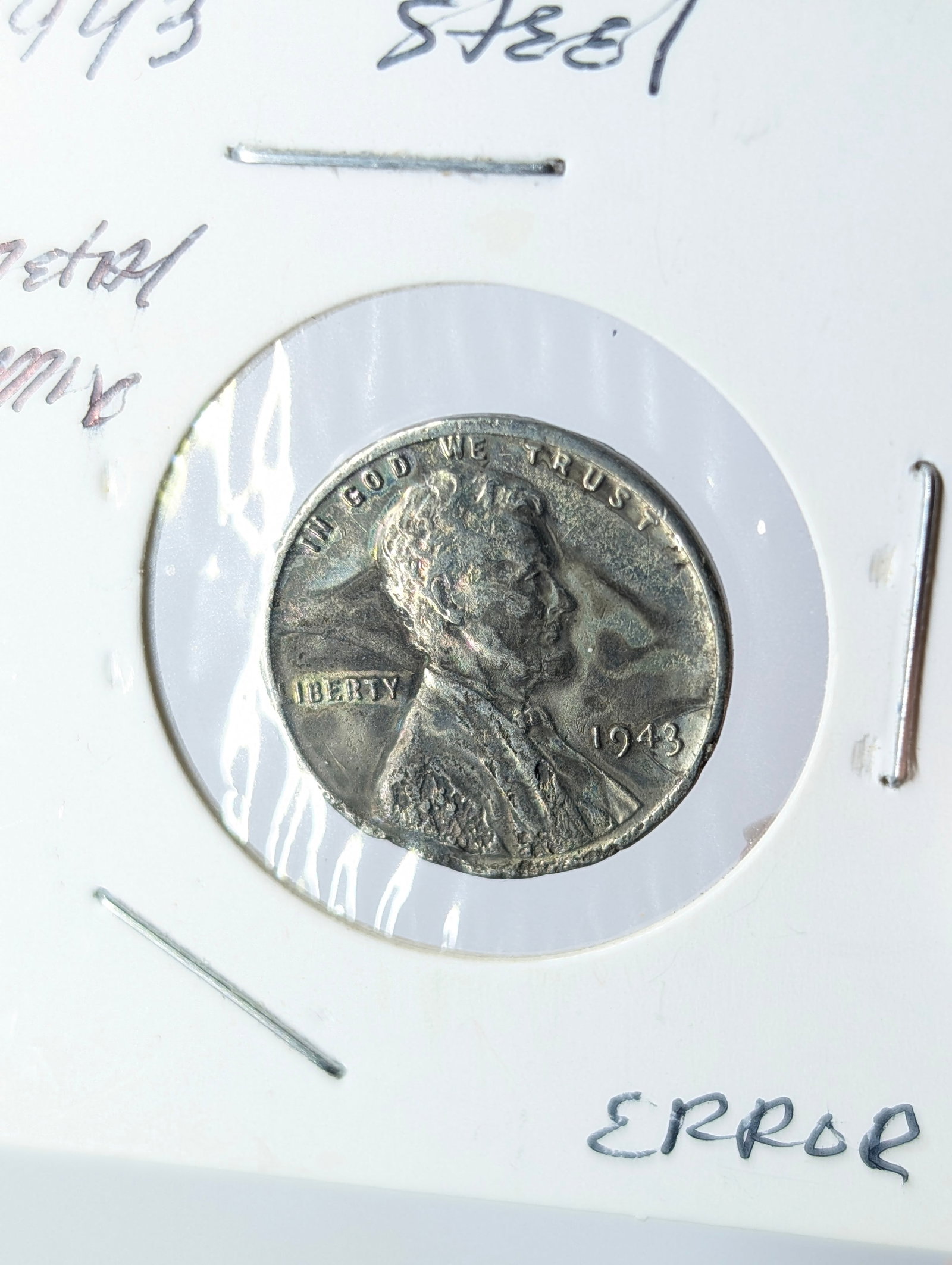 Error- 1943 Steel Lincoln Cent- Metal Mix - 3