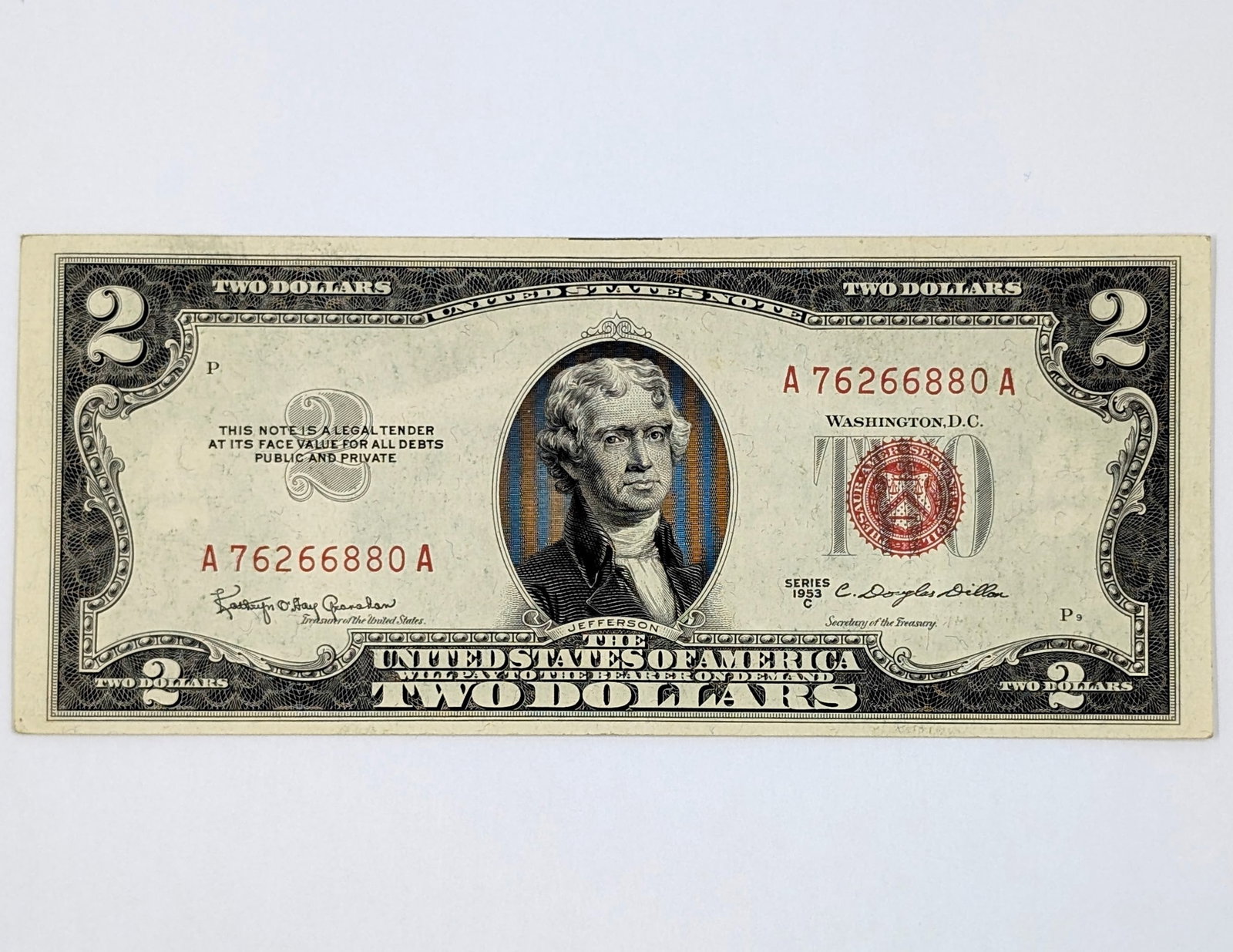 1953 C $2 Note - Red Seal: Uncirculated Condition Digit Repeater 76266880