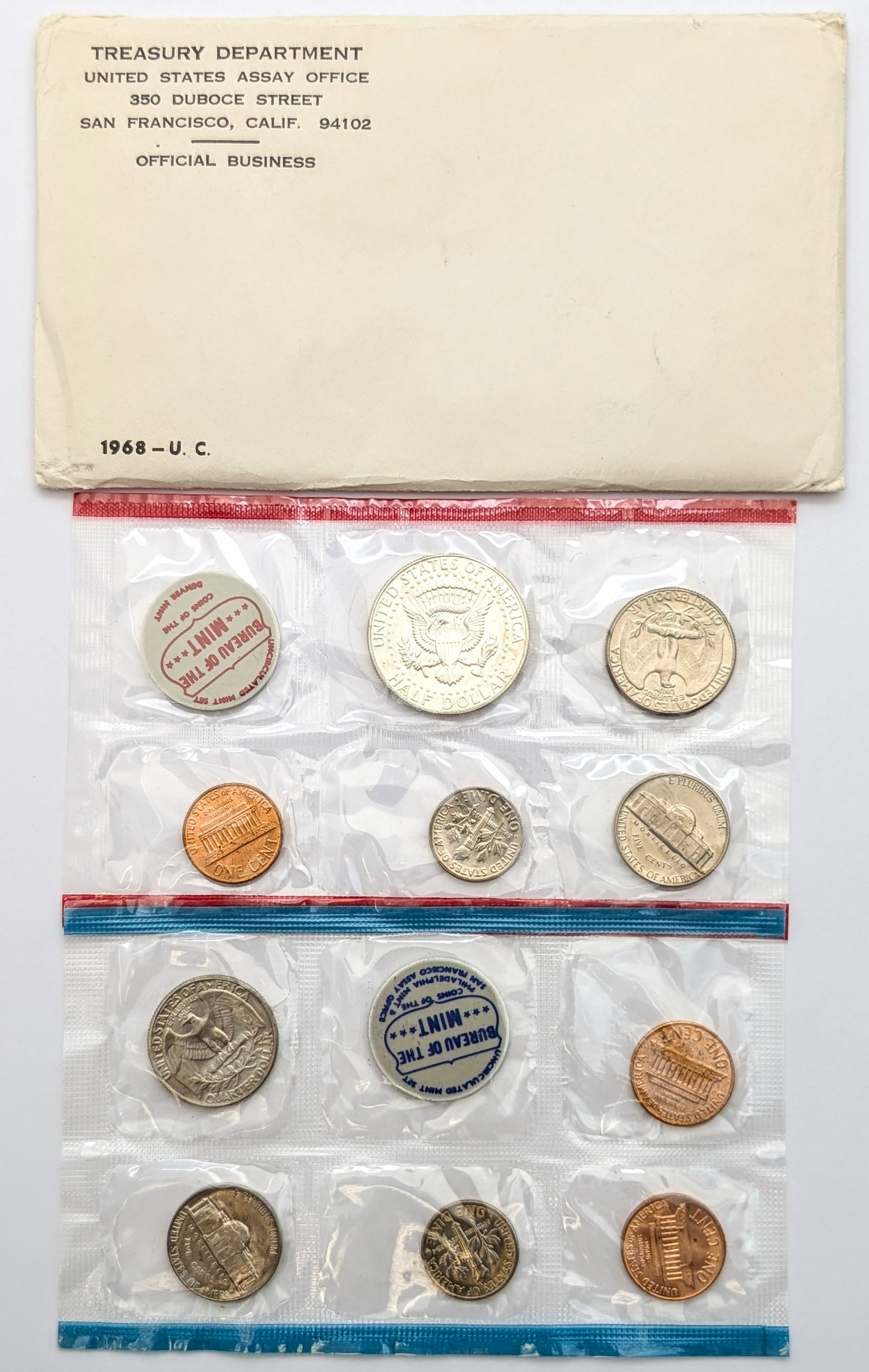 1968 US Mint Uncirculated Coin Set w/ Silver JFK Half - 2