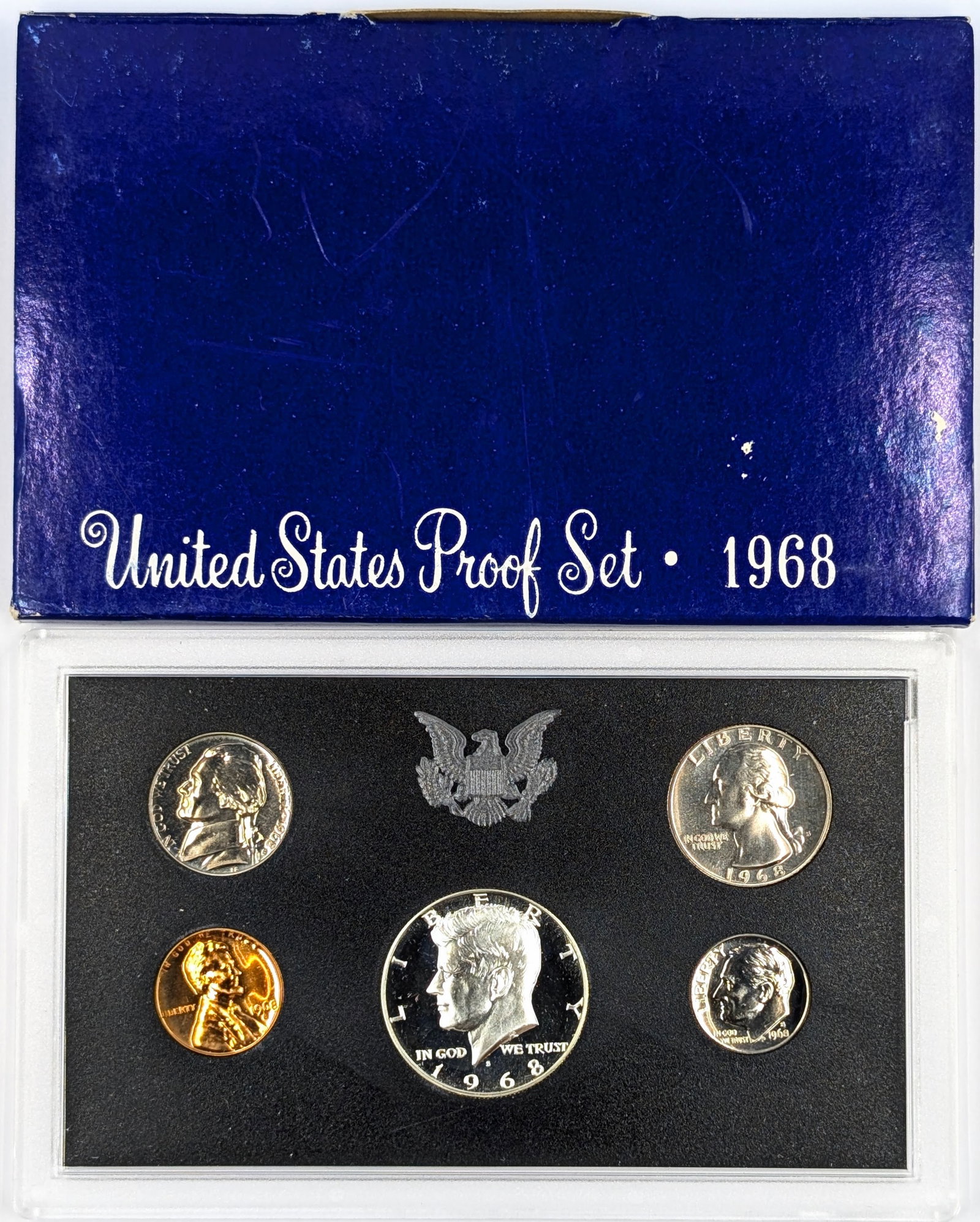 1968 US Mint Proof Set w/ Silver JFK Half: 40% Silver