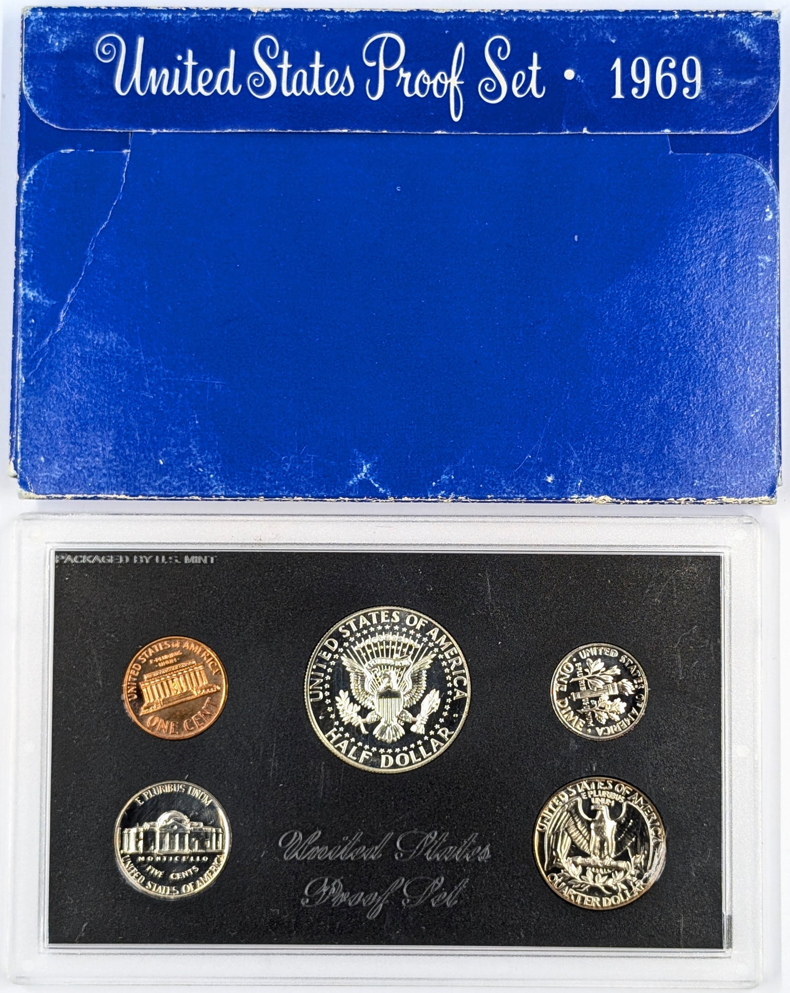 1969 US Mint Proof Set w/ Silver JFK Half - 2