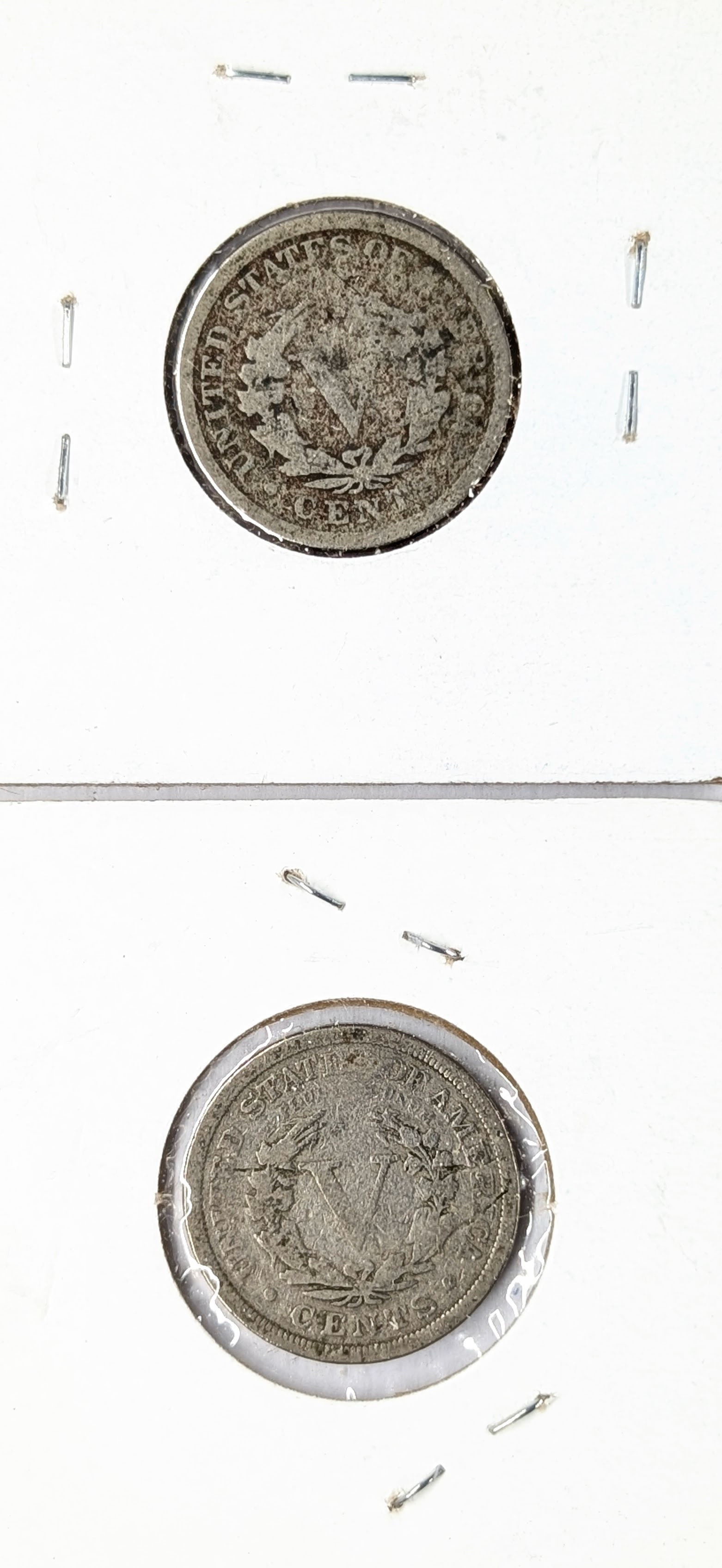 Lot of 2 Liberty V Nickels- 1891, 1893 - 2