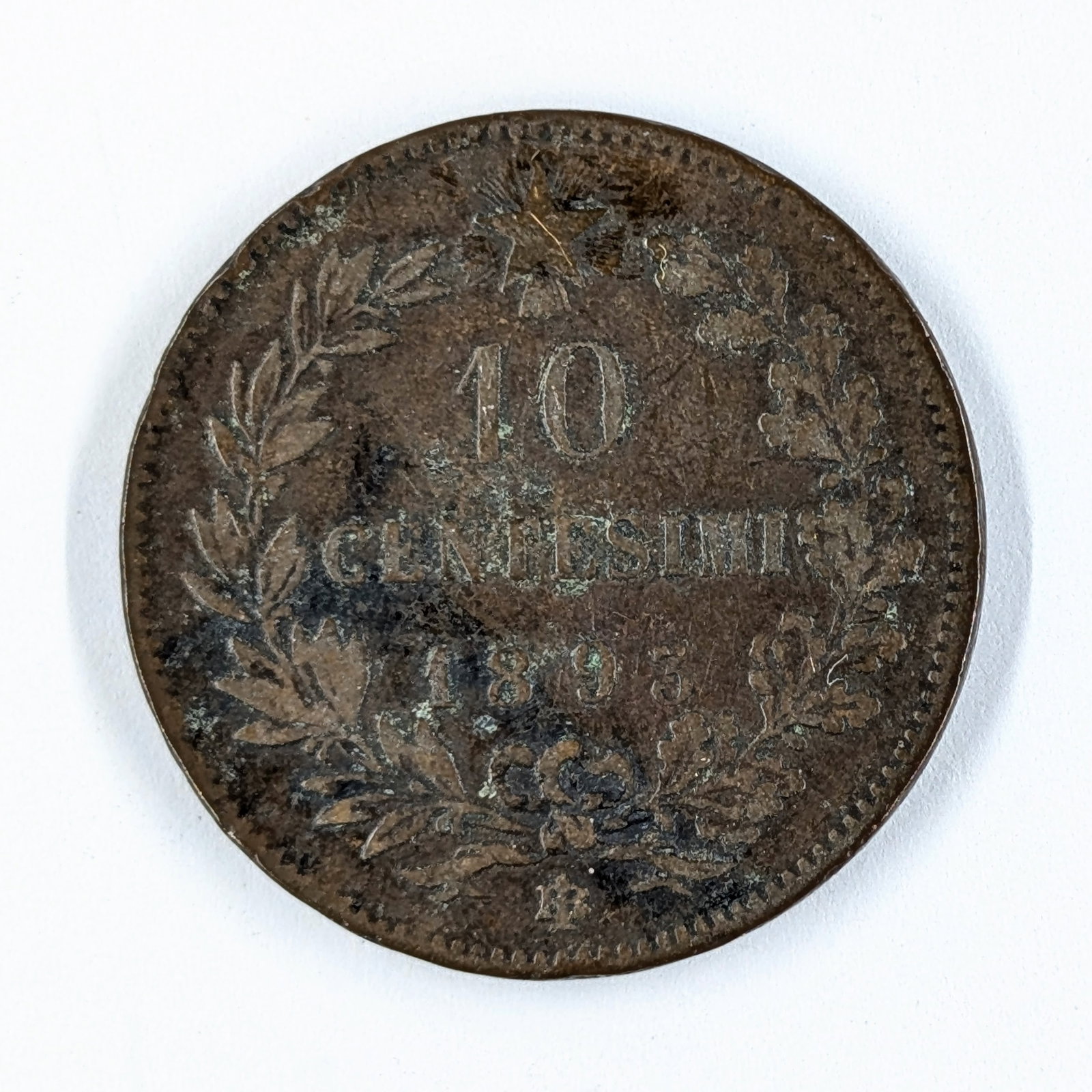1893 Italian 10 Centesimi Coin - 2