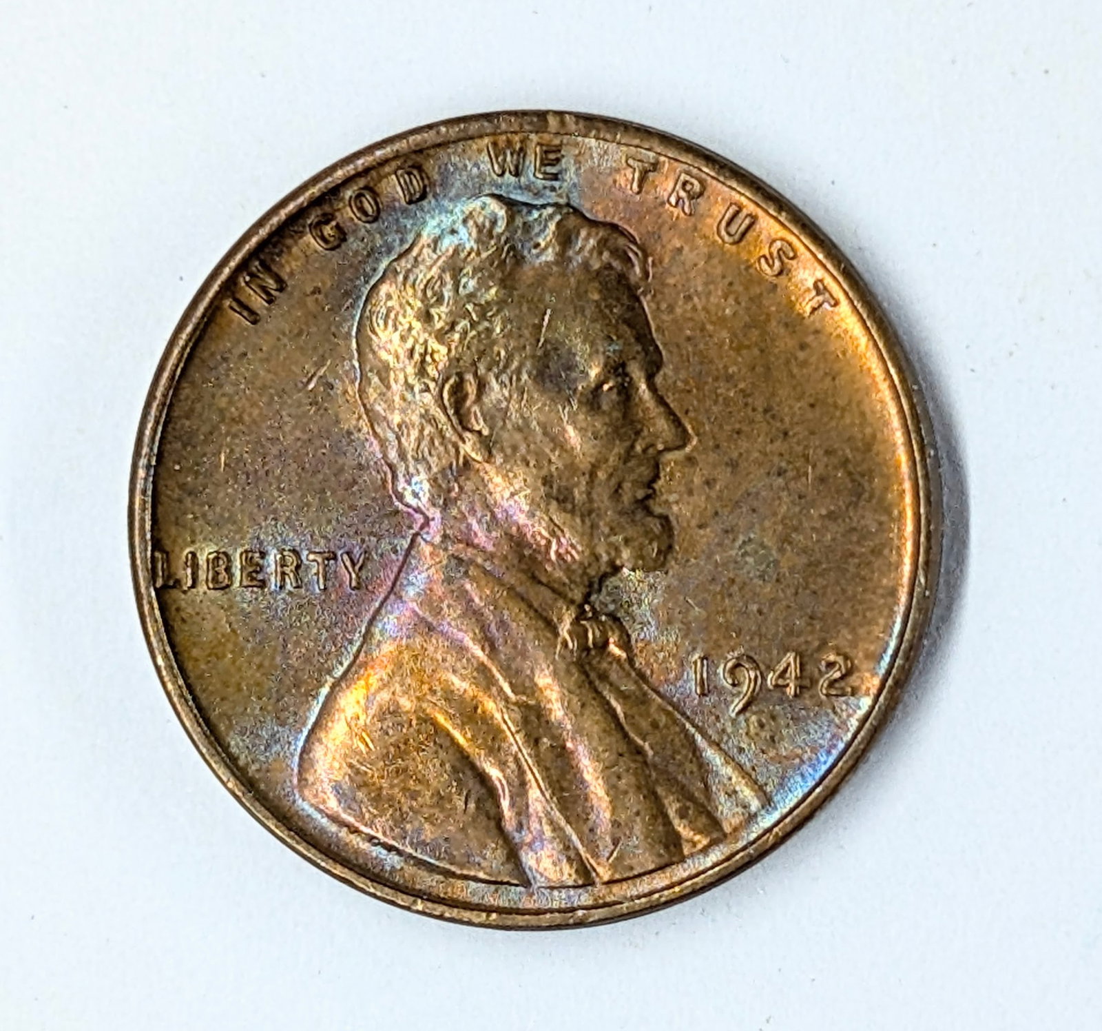 1942 Wheat Cent- Toned, Uncirculated: _