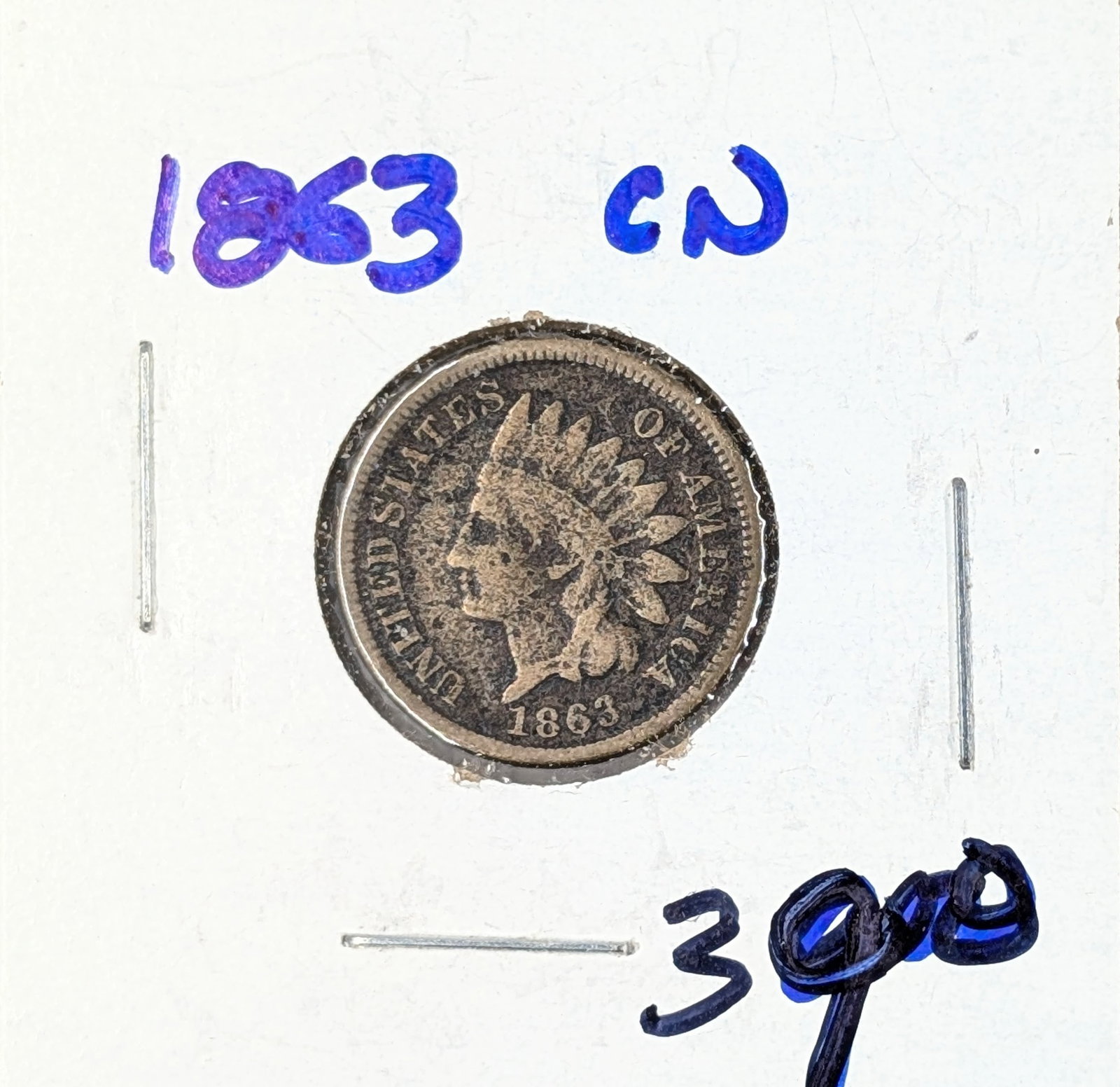 FEATURE 1863 Indian Head Cent - Semi-Key Date: FEATURE